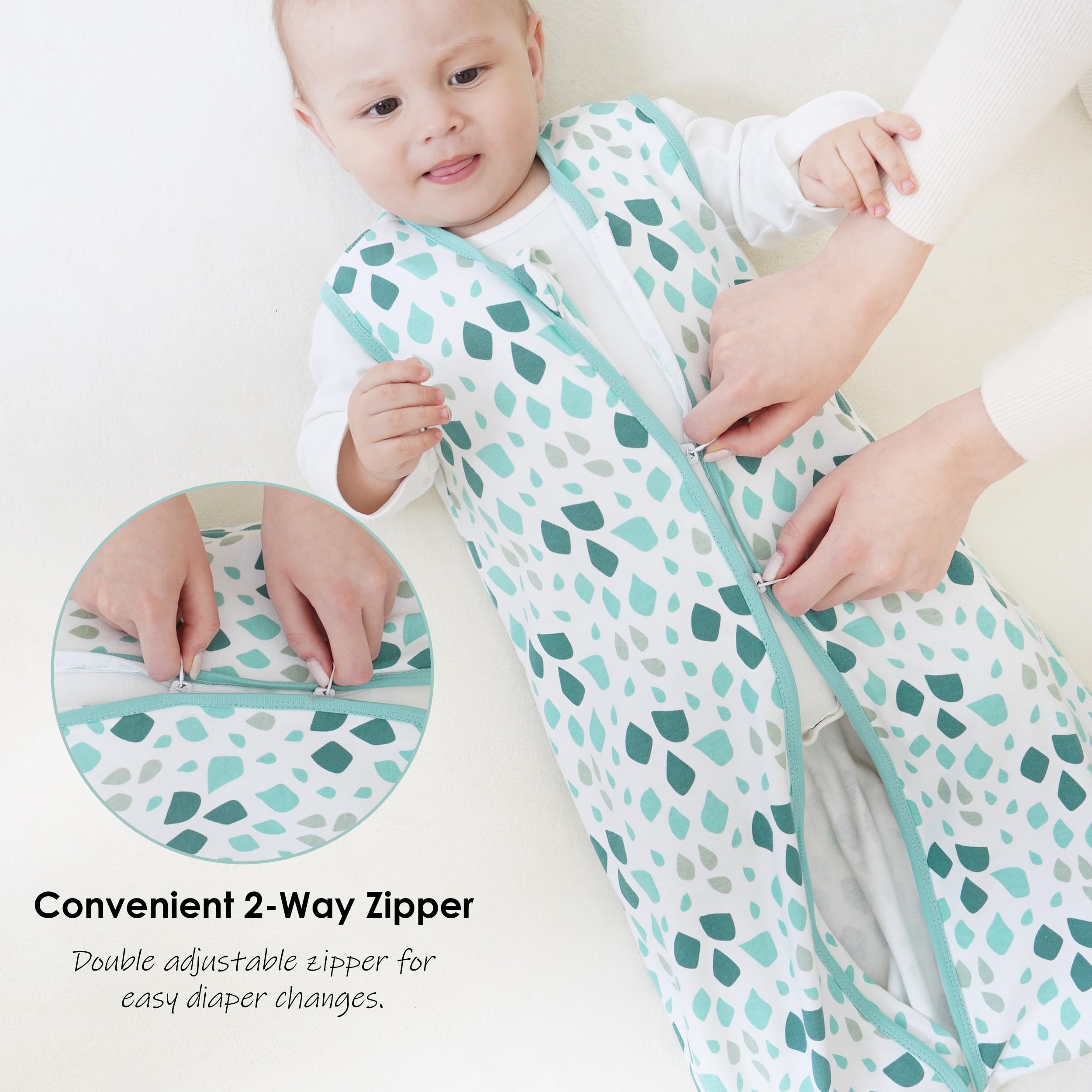 Cute Castle Baby Sleep Sack 12-18 Months - Lightweight 100% Cotton 2-Way Zipper TOG 0.5 Infant Wearable Blanket, Newborn Essentials Toddler Sleep Clothes (3 Pack Green)