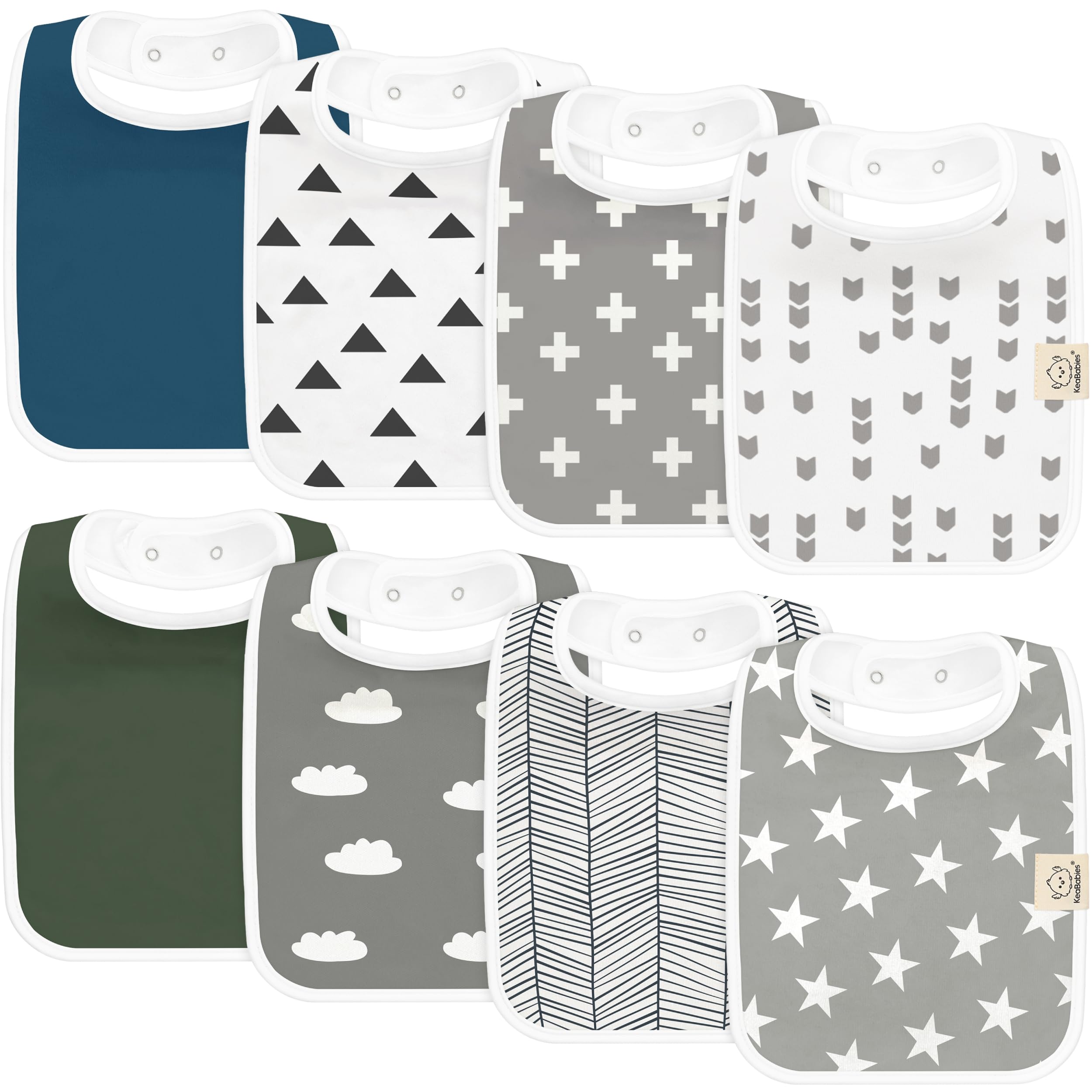 KeaBabies 8-Pack Organic Baby Bibs for Boys, Girls Drool Bibs (Crossroads)