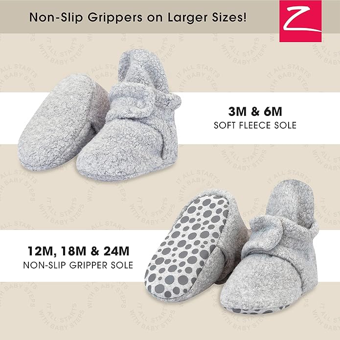 Zutano Unisex Fleece Baby Booties, Two Snap Closure, Newborn to 24 Months