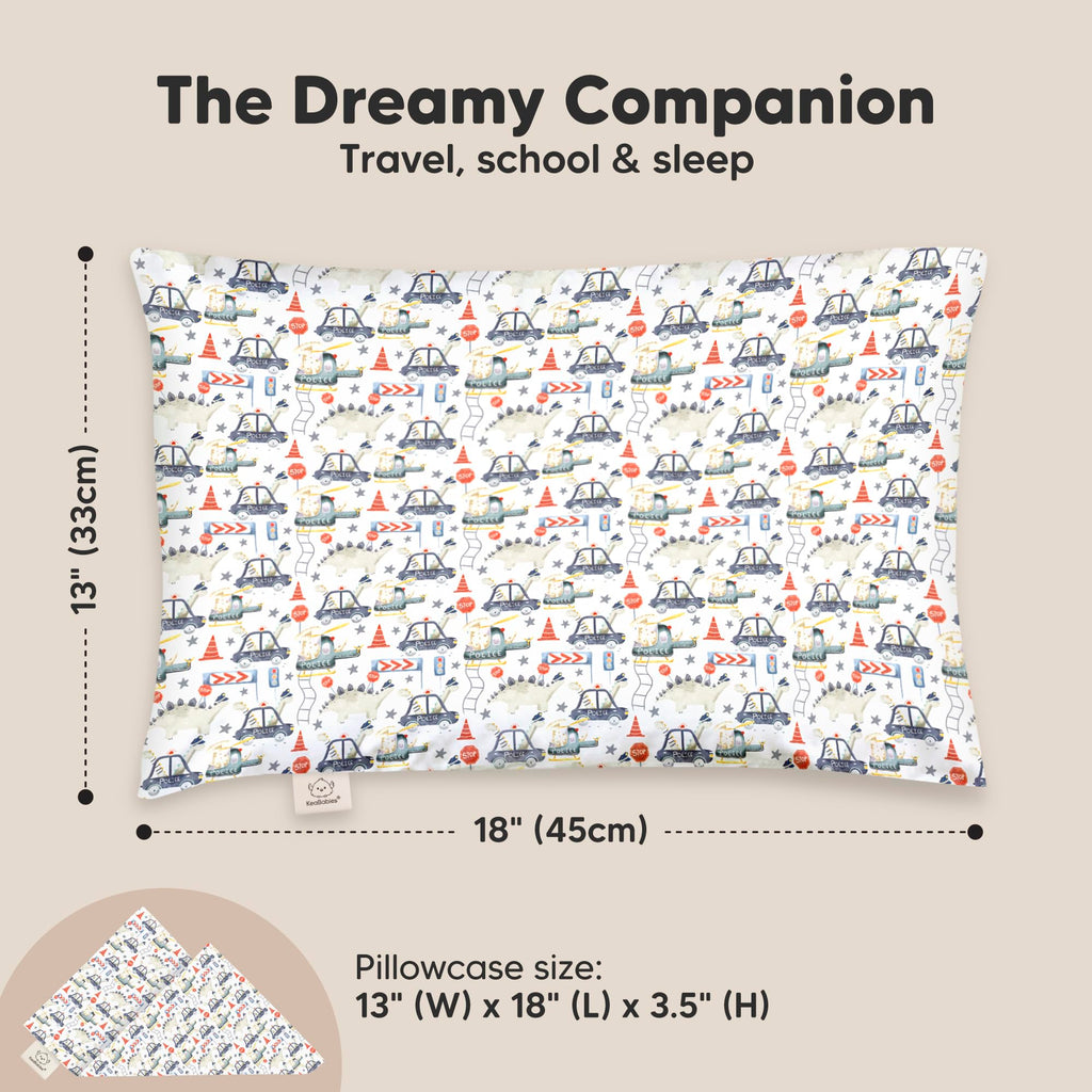 Toddler Pillow with Pillowcase, 13x18 My Little Dreamy Pillow (Dino Patrol)