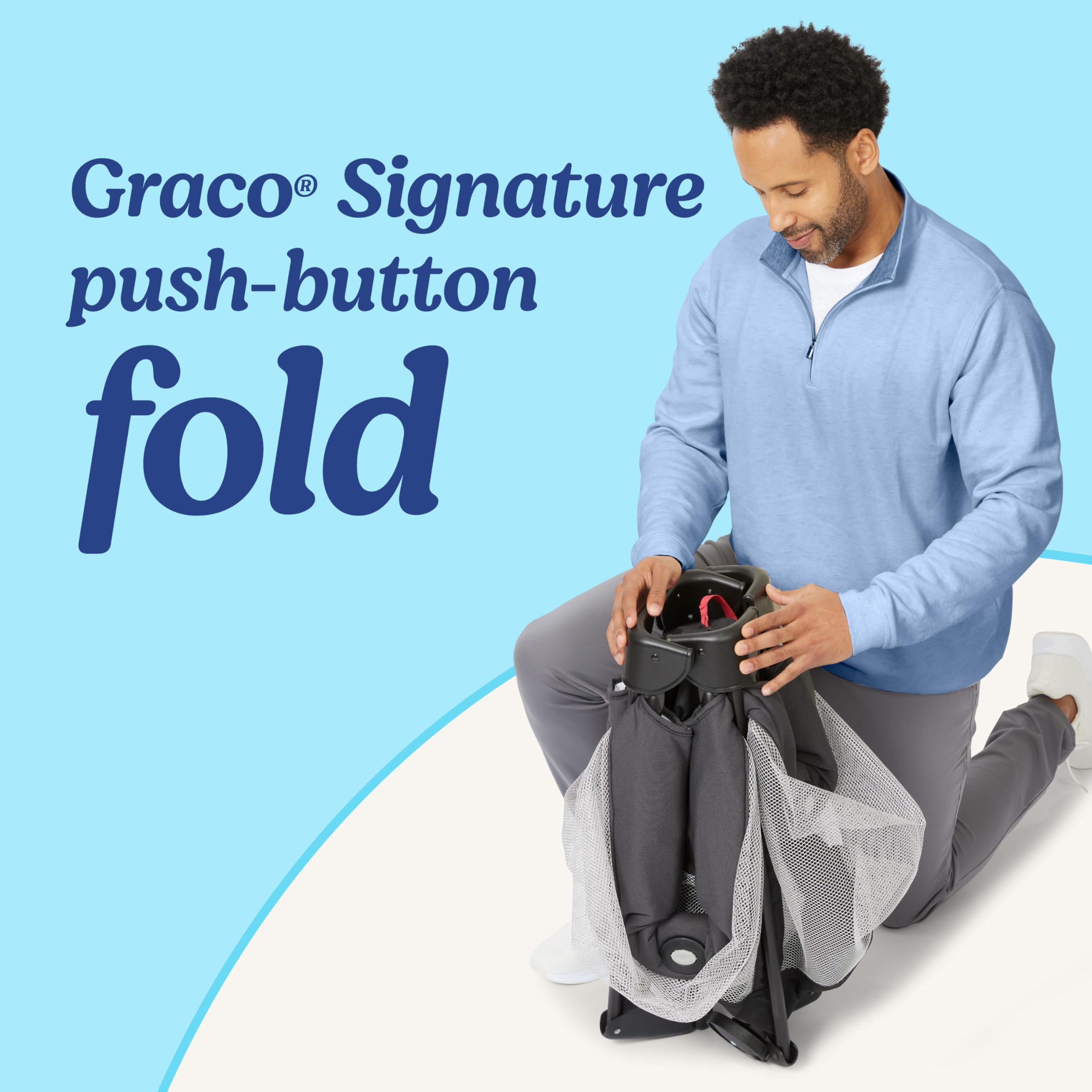 Graco® On the Go Zip Pack 'n Play Playard, Folding Playpen with Bassinet, Portable Crib, Reeves