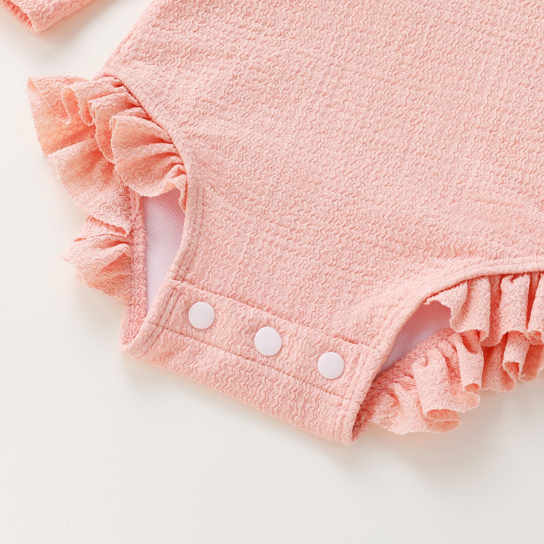 YOUNGER TREE Infant Baby Girls Long Sleeve Swimsuit One Piece Swimsuit Solid Color Bathing Suit with Hat, UPF 50+（Shallow Pink, 18-24 Months）