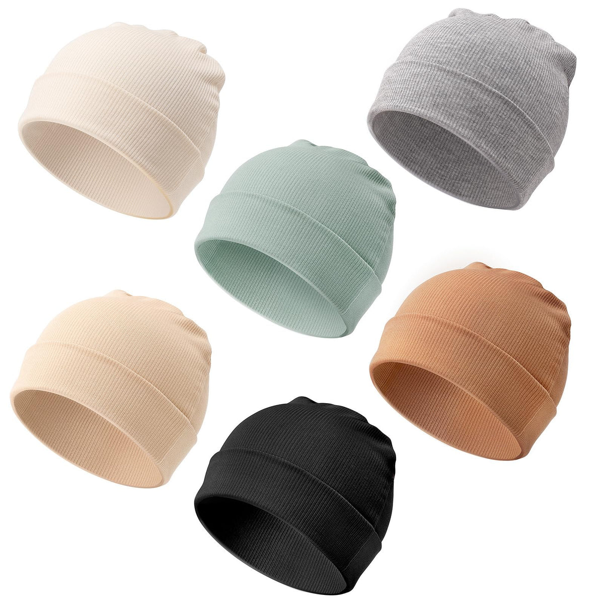 DRESHOW BQUBO 6 Pack Baby Newborn Hats Set for Unisex Infant Newborn Toddler Soft Beanie Hat for Boys Girls 0-6 Months