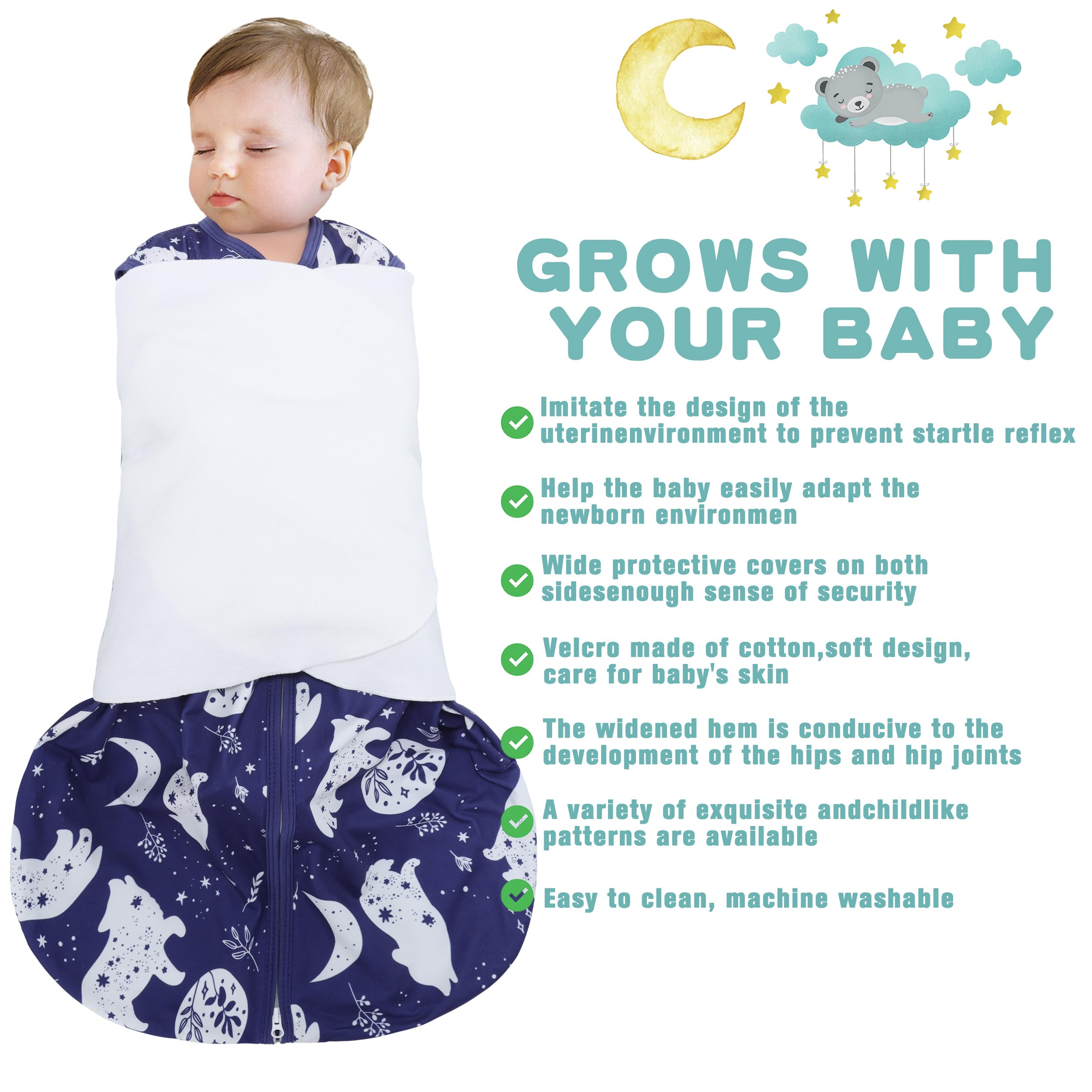 BSTOPPT Newborn Sleep Sack Baby Swaddle,3-Way Adjustable Wearable Blanket,100% Rayon Cotton Swaddling Sleeping Bag，TOG 0.5 (Fox & Dinosaurs, 6-12 Months)