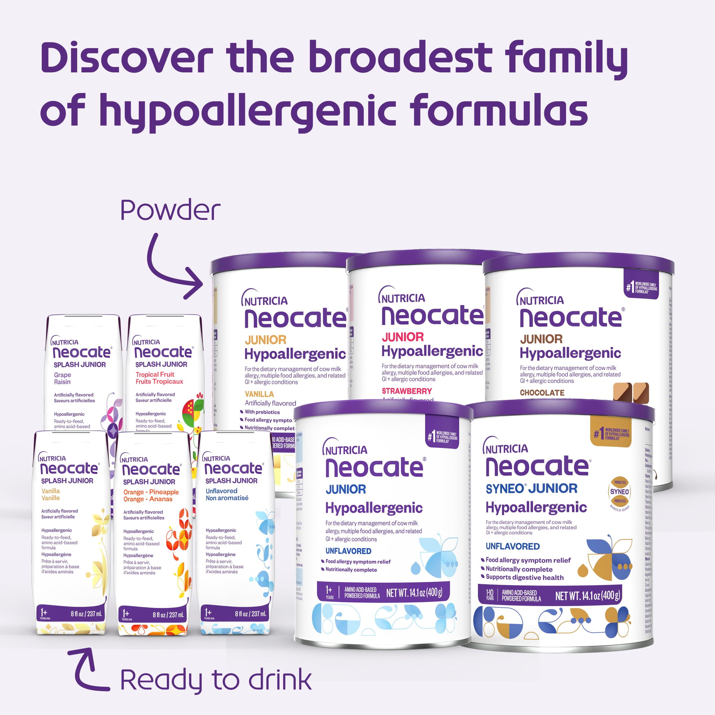 Neocate Splash Junior - 1+ years - Hypoallergenic Toddler Formula for Food Allergy Relief - Ready-to-Feed Hypoallergenic - Amino Acid-Based Toddler Junior Formula - Vanilla 8 fl oz (Case of 27)