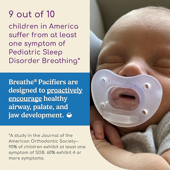 Breathe Baby Pacifier – Patented Design for Natural Oral & Facial Development - BPA-Free, Latex-Free, Pediatrician Developed - Dishwasher Safe 2 Pack (Stage 4: 13+ Months)