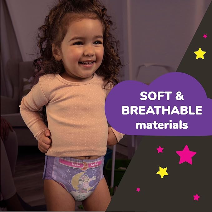 Pull-Ups Girls' Night-Time Potty Training Pants, Size 3T-4T Overnight Training Underwear (32-40 lbs), 72 Ct