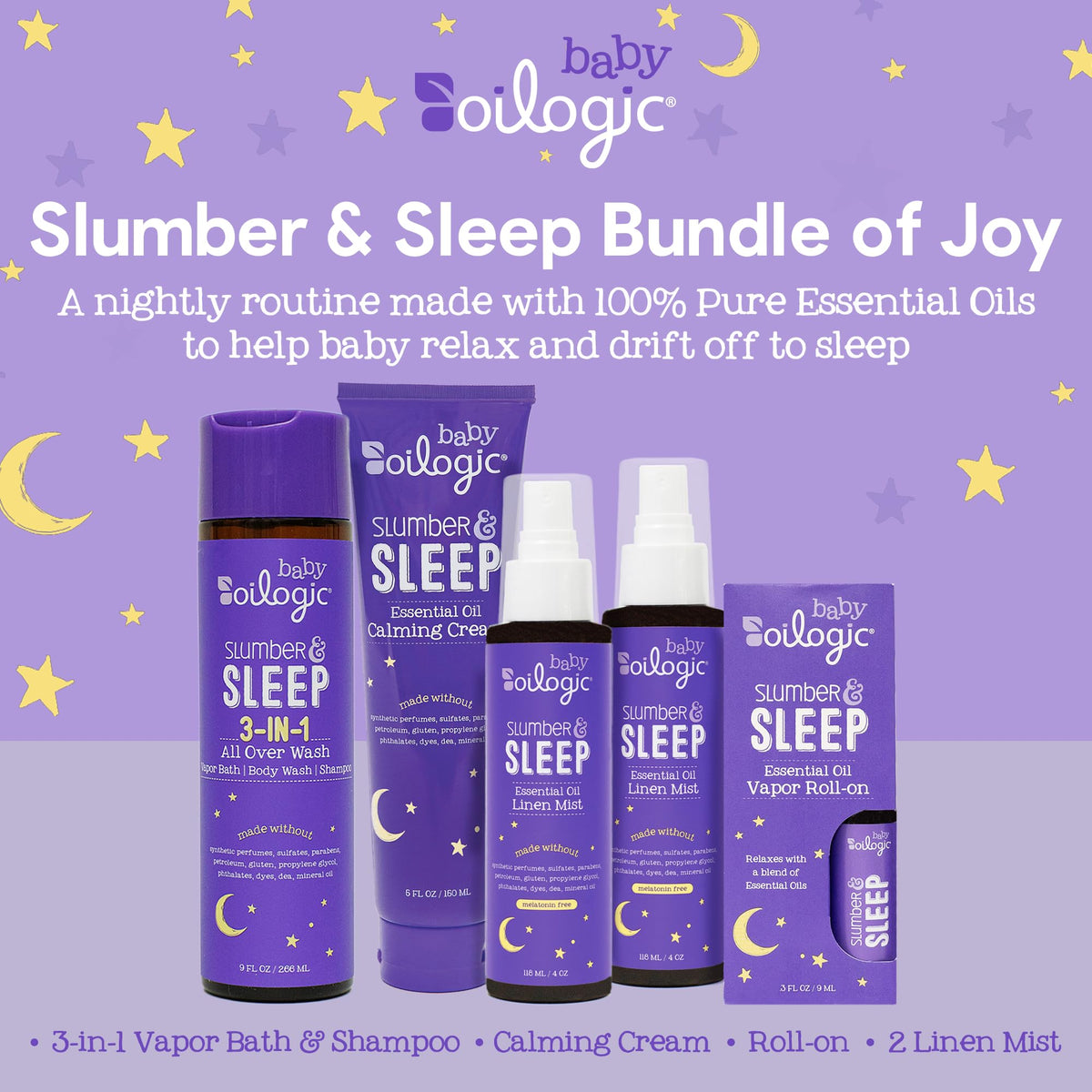 Oilogic Slumber & Sleep Bath Baby Essentials Gift Set - Baby Care Products