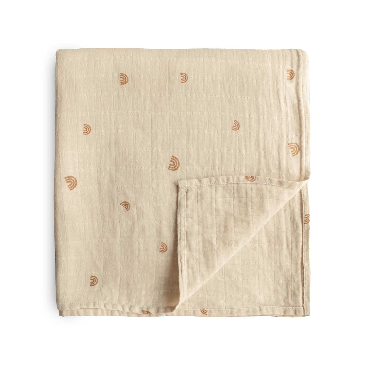 mushie Muslin Baby Swaddle Blanket | 100% Organic Cotton (Rose Vanilla)