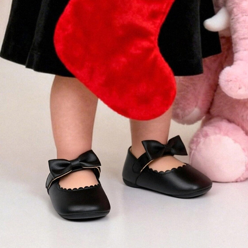 Soft Sole Baby Shoes - Infant Baby Walking Shoes Moccasins Rubber Sole Crib Shoes（Black,6-9Months Infant
