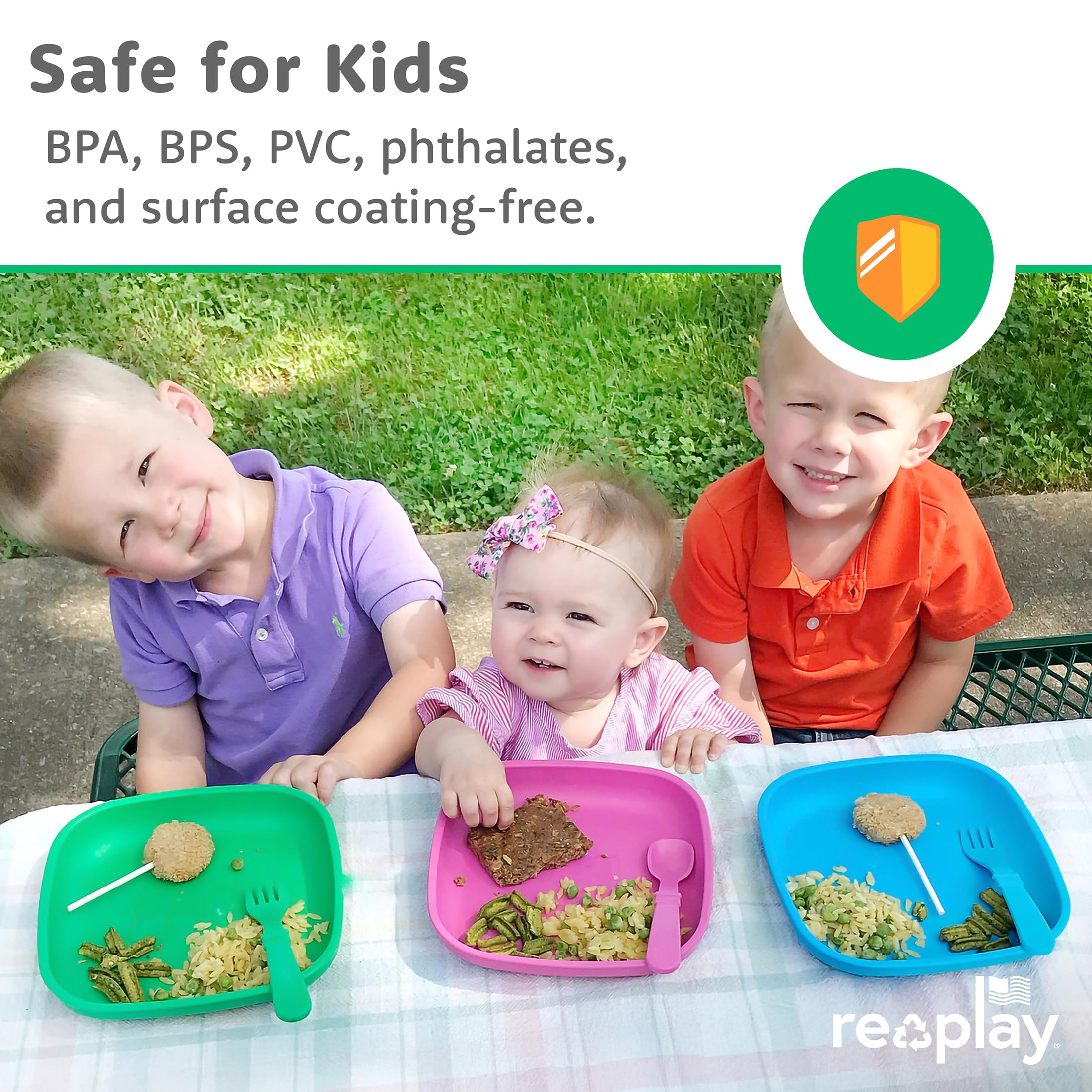 Re-Play Toddler Plates - 9 In and Bowls - 20 Oz. - Kids Plates and Bowls, Microwave and Dishwasher Safe - Set of 4x4 - Sage