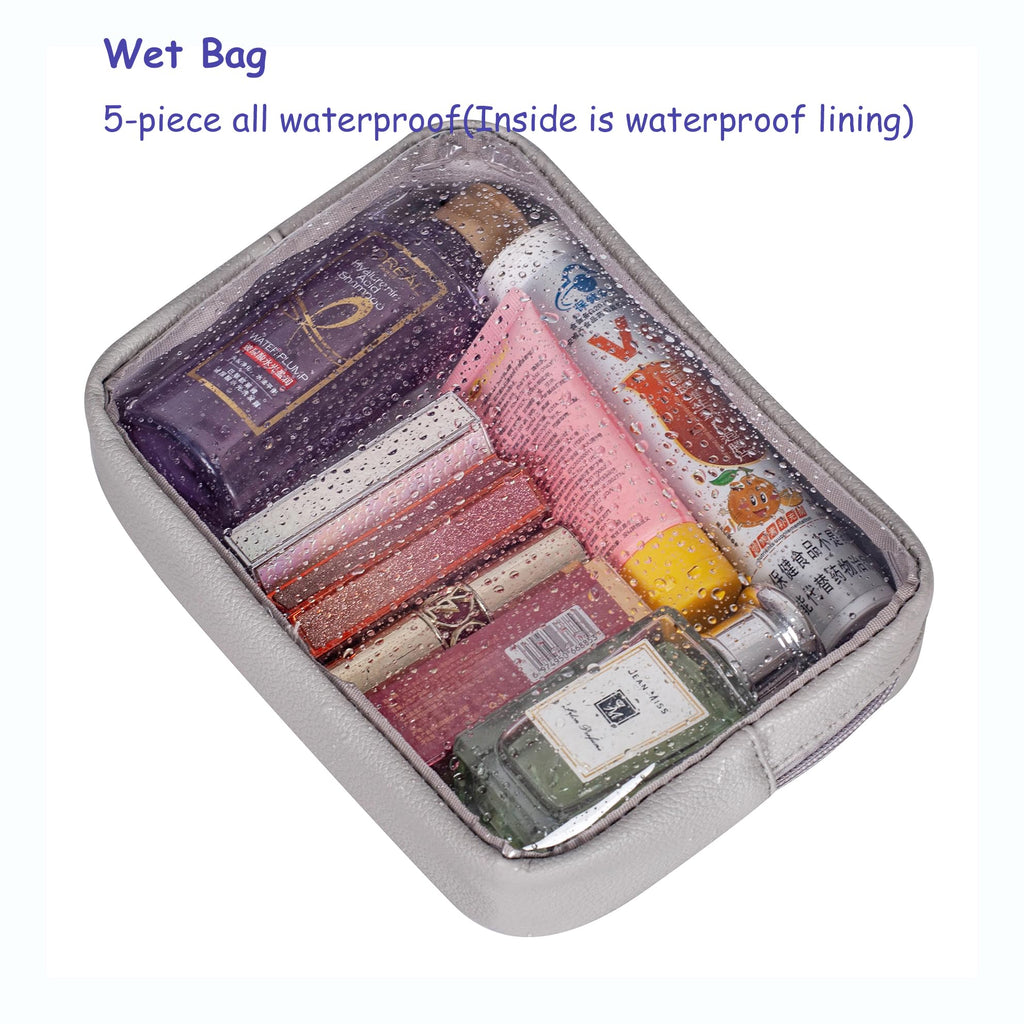 Remobia Hicol TSA Approved 5-Piece Diaper Bag Organizer Pouch Set Clear Waterproof TPU Kids Toiletry Storage Set Travel Packing Clutch Cube Bags for Baby Nursing (Light Gray)