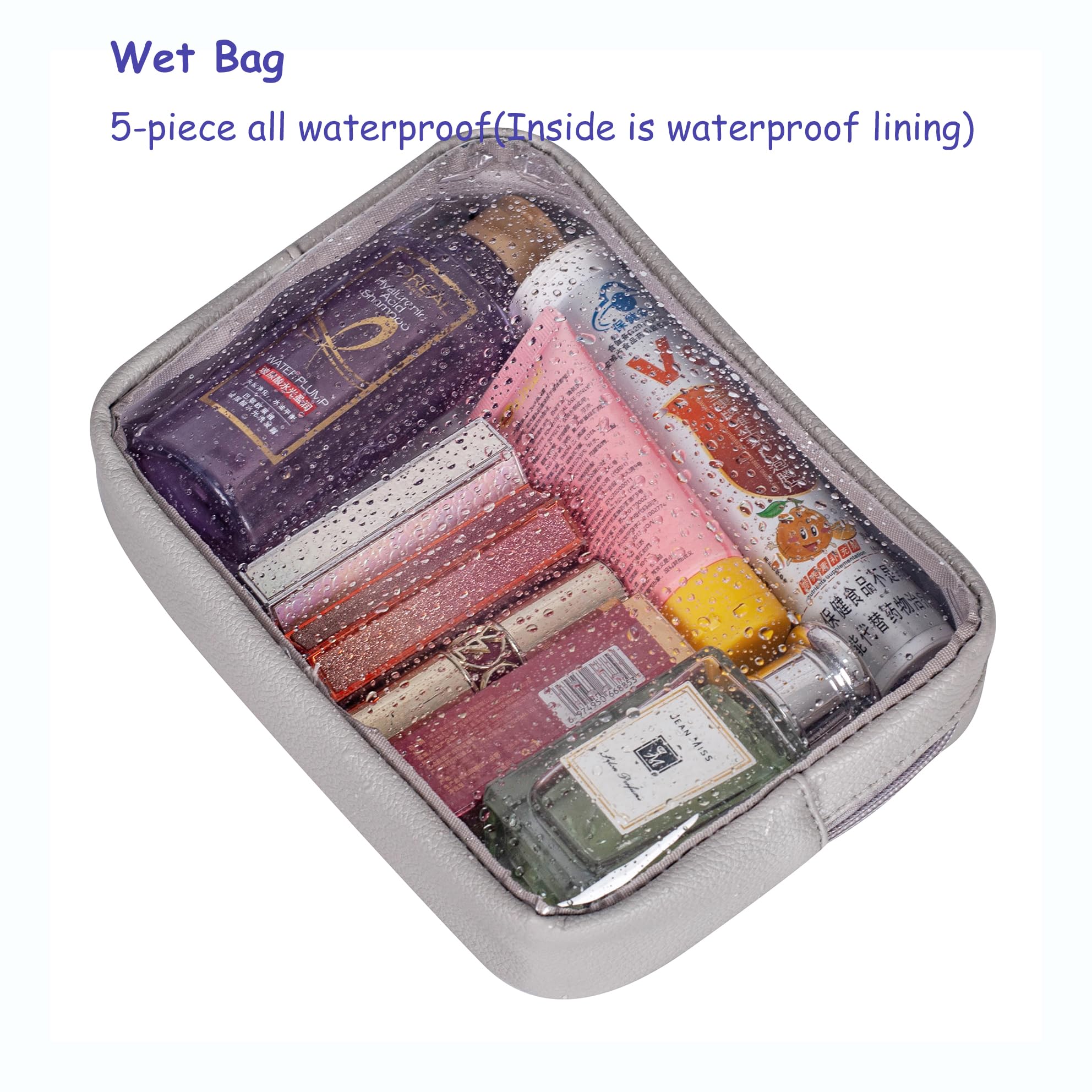 Remobia Hicol TSA Approved 5-Piece Diaper Bag Organizer Pouch Set Clear Waterproof TPU Kids Toiletry Storage Set Travel Packing Clutch Cube Bags for Baby Nursing (Light Gray)