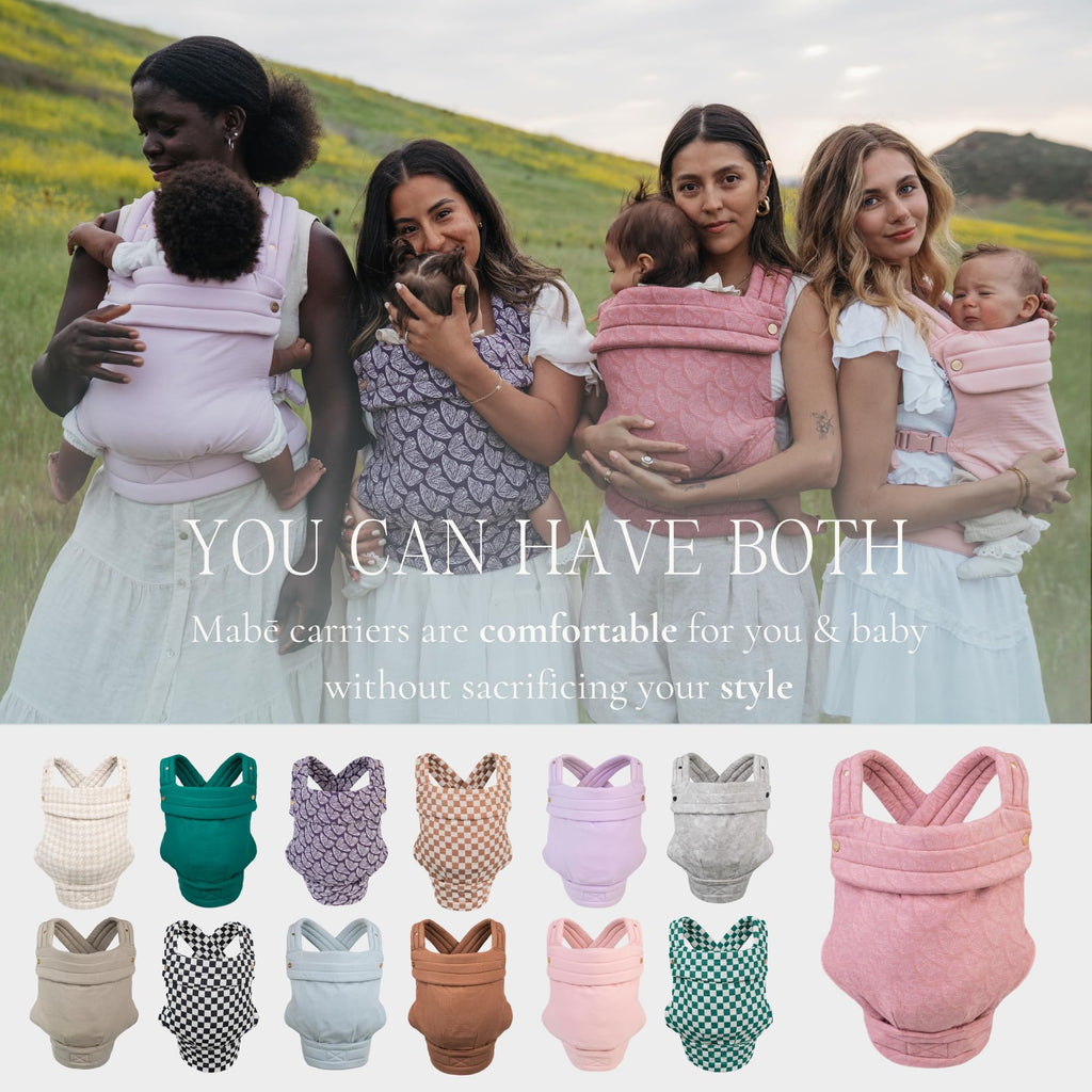 Mabē Monarch Ergonomic Baby Carrier – Premium Cotton Soft Structured Newborn to Toddler Carrier with Hip-Healthy Design, 3 Carry Positions (9-46 lbs), Lightweight & Breathable, (Mocha Check)