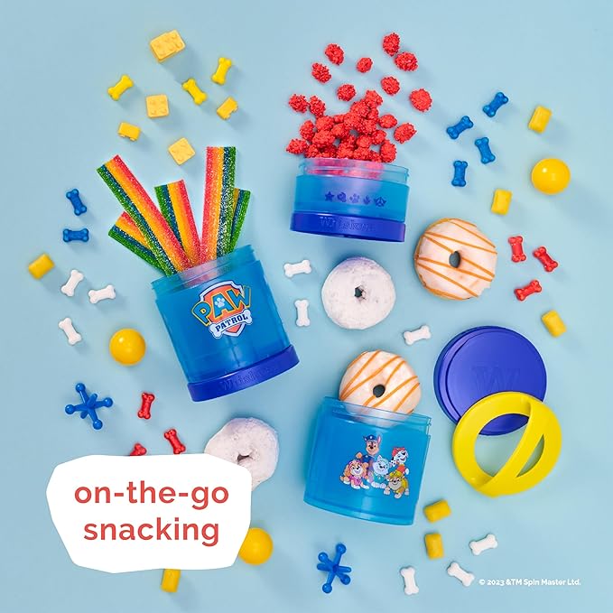 Whiskware Paw Patrol Stackable Snack Containers for Babies, Kids, and Toddlers, 3 Stackable Snack Cups for School and Travel, Formula Friendly, Cupholder Friendly All Paws On Deck!