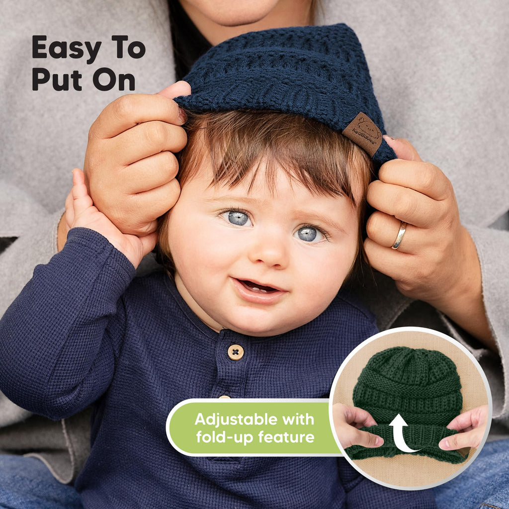KeaBabies 3-Pack Baby Beanies for Boys, Girls,Soft Cute Baby Hat (Icelandic, 6-36M)