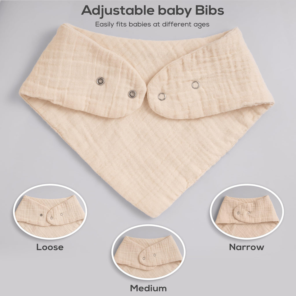 LILY O LAUREL Muslin baby bandana bibs for drooling and teething, 100% cotton, Baby bib for boys and girls, Muslin Bibs – Pack of 8