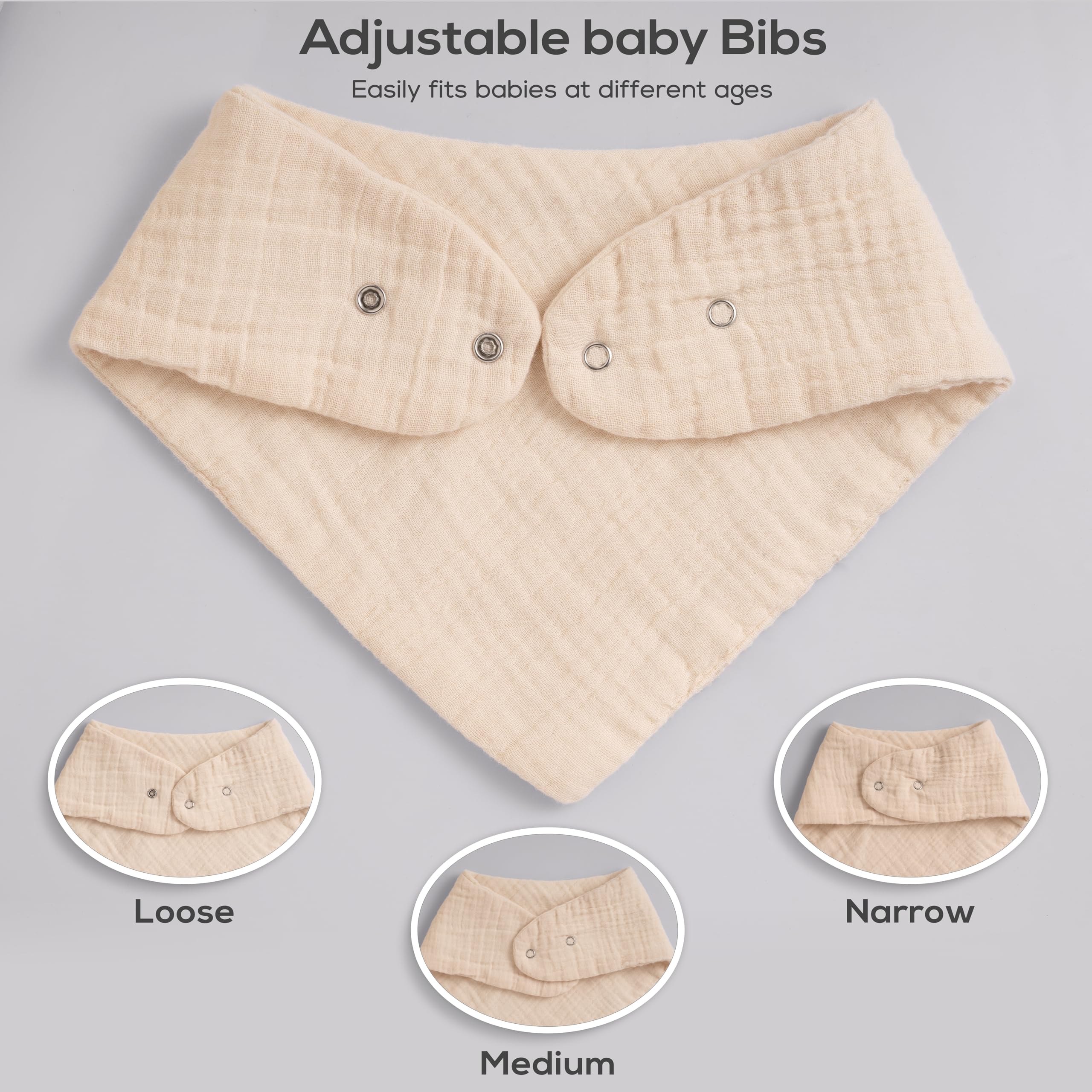 LILY O LAUREL Muslin baby bandana bibs for drooling and teething, 100% cotton, Baby bib for boys and girls, Muslin Bibs – Pack of 8