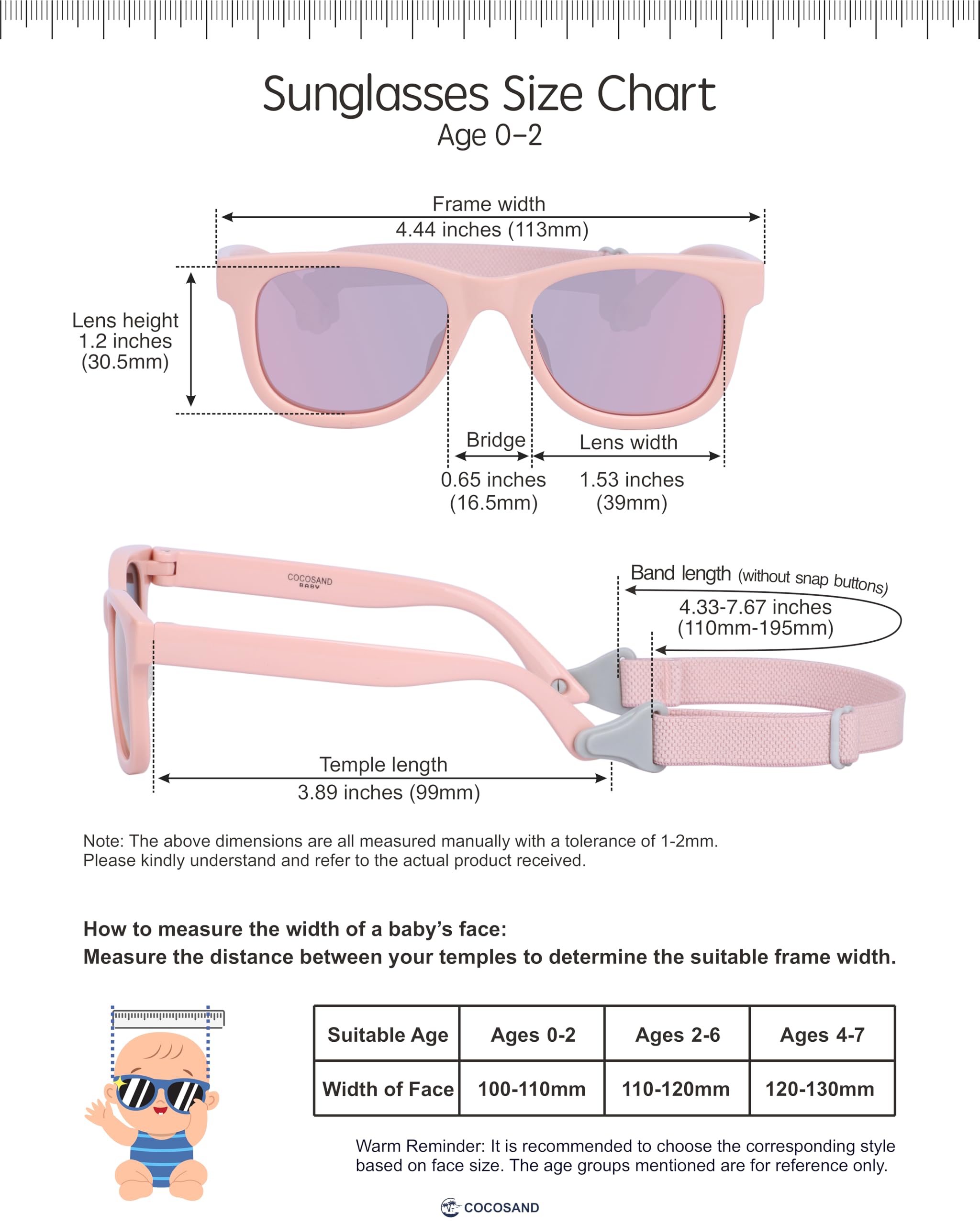 COCOSAND Flexible Polarized Baby Sunglasses with Strap & Silicone Nose Pads