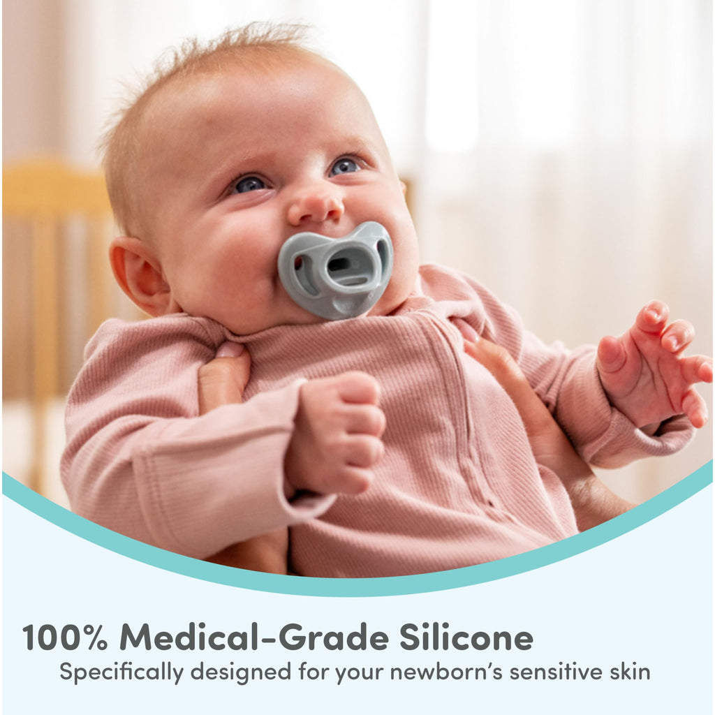 NUK 100% Silicone Comfy Orthodontic Pacifiers, 0-6 Months, Neutral Fashion, Timeless Collection, 5 Count