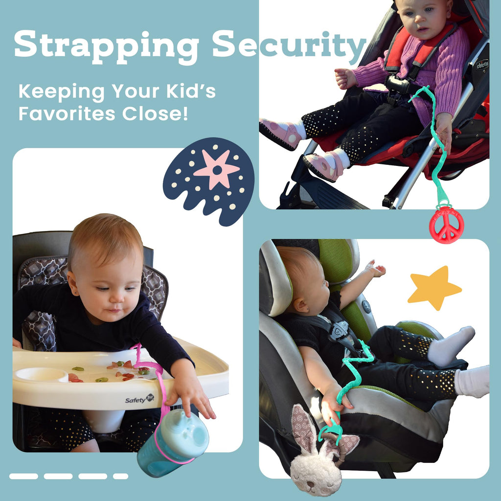 Brilli Baby Cup Catcher Patented Safety Tether Strap, Attach Sippy Cups, Bottles, Pacifiers & More to Stroller, High Chair, Car Seat, Made in USA, Food Grade, Dishwasher Safe, Lime/Lime