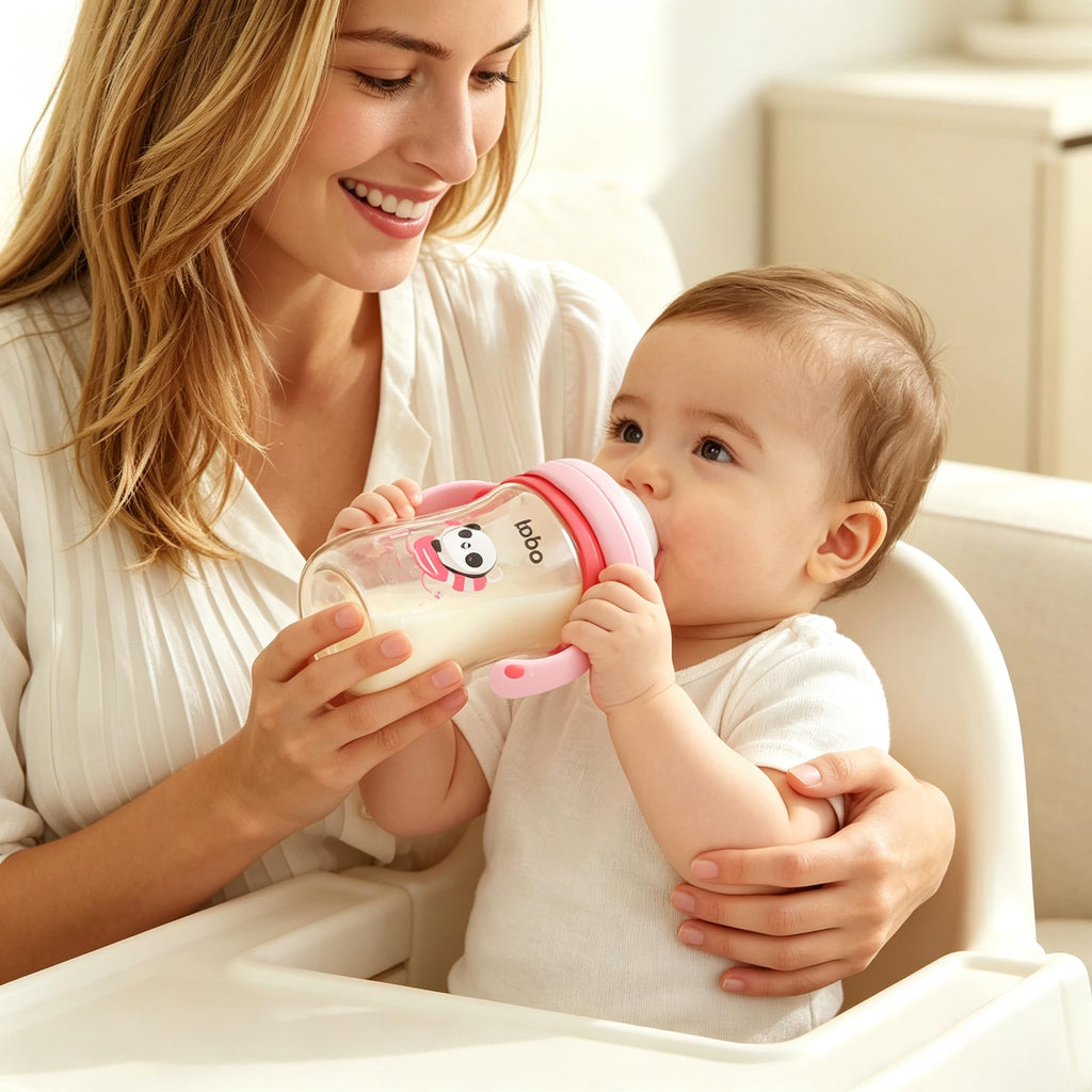 YOHKOH Natural PPSU Baby Bottle with Handle, 8.8oz (2-Pack) Red