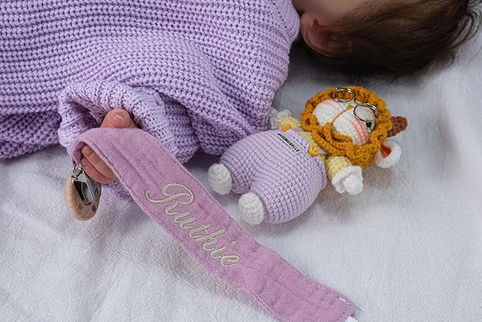 Personalized Bohemian Pacifier Clip Embroidered with Name is The Perfect Newborn Gift Made from eco-Friendly Bamboo! (Inulin)