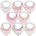 8-Pack Organic Baby Bandana Bibs for Girls - Super Absorbent Triangle Baby Bibs for Drooling and Teething Infant, 100% Cotton Extra Soft for Newborn, Infant 0-36 Months (Sweet Charm)