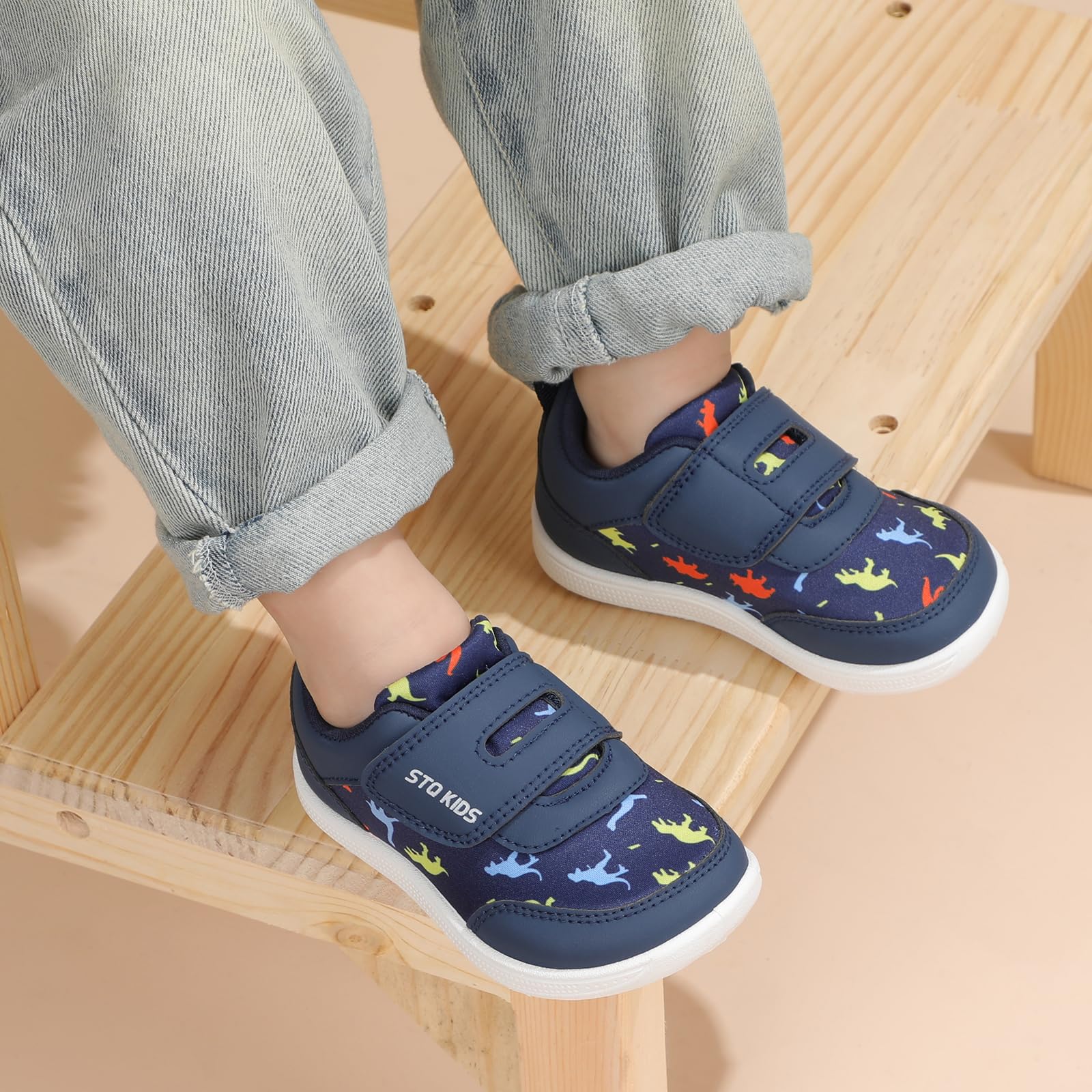 Toddler Shoes Boys Wide Toe Box Barefoot Baby Walking Sneakers Navy Size 8