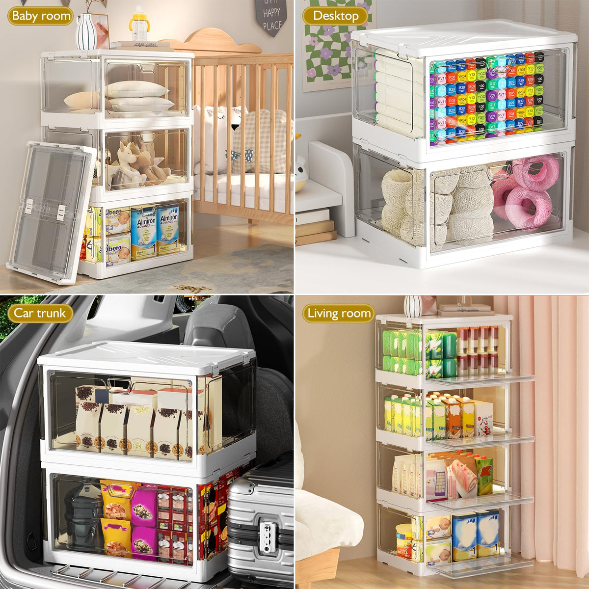 Kmiectse Clear Storage Bins with Lids 3 Pack 【Stackable & Sturdy】