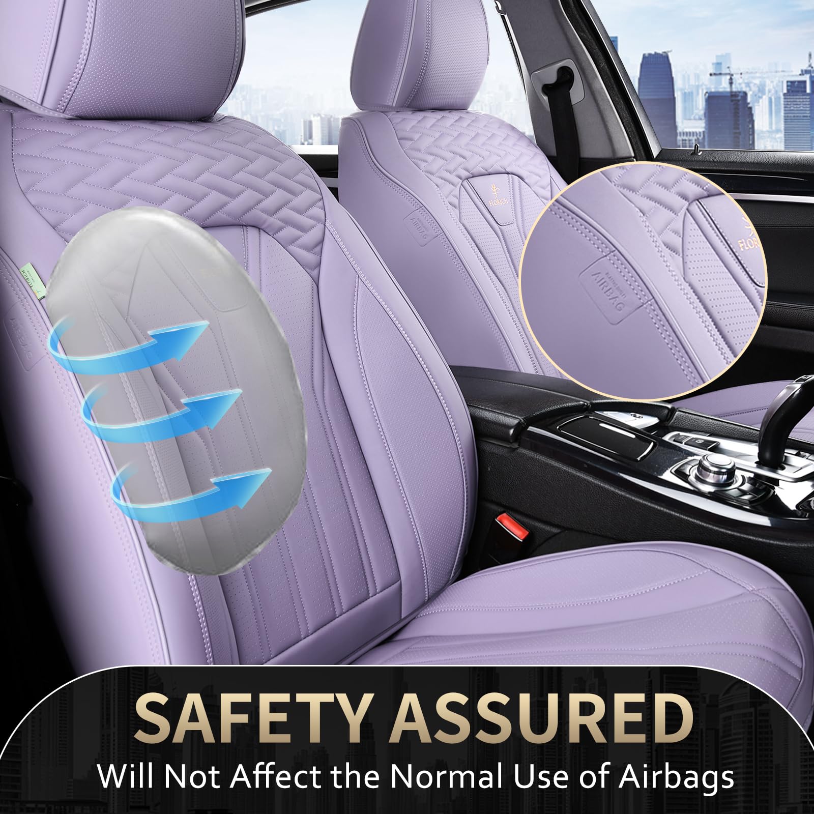 FLORICH Car Seat Covers, Leather Front Seat Cover, Purple Waterproof Seat Covers, Automotive Seat Cover 2 Pack, Luxury Universal Seat Cushion Car Seat Protector Fit for Most Cars Trucks SUVs