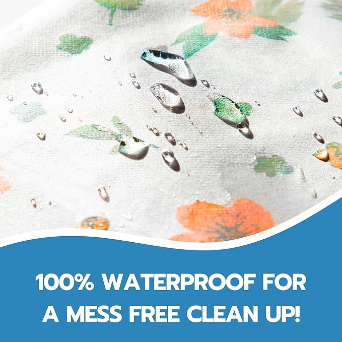 30 Pack Disposable Splat Mats by Eli with Love - Extra Large 49"x49" 100% Waterproof Baby Splat Mat for Under High Chair - Plastic Mat Liner for Floor - Protect from Spills (Moon & Stars, 30 Pack)