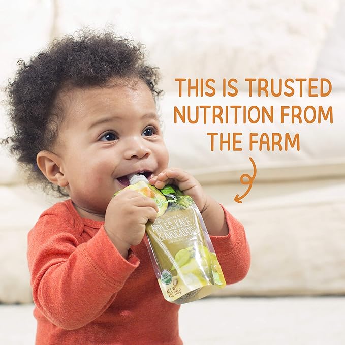 Happy Baby Organics Stage 2 Baby Food Pouches, Gluten Free, Vegan & Healthy Snack, Clearly Crafted Fruit & Veggie Puree, Fruit & Veggie Variety Pack, 4 Ounces (Pack of 10), Amazon Exclusive
