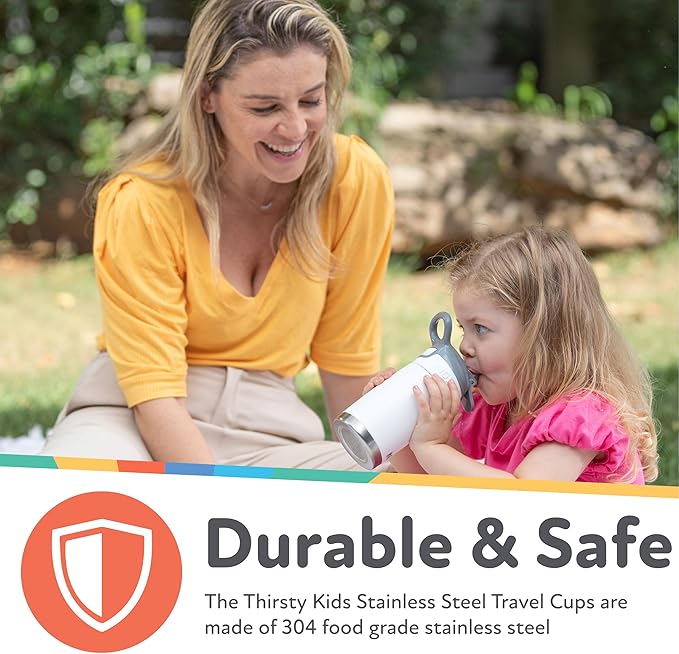 Nuby Thirsty Kids No Spill Flip-It Reflex Stainless Steel Travel Cup or Water Bottle - 10 Oz - 18+ Months - Aqua Mint - Back to School Essentials