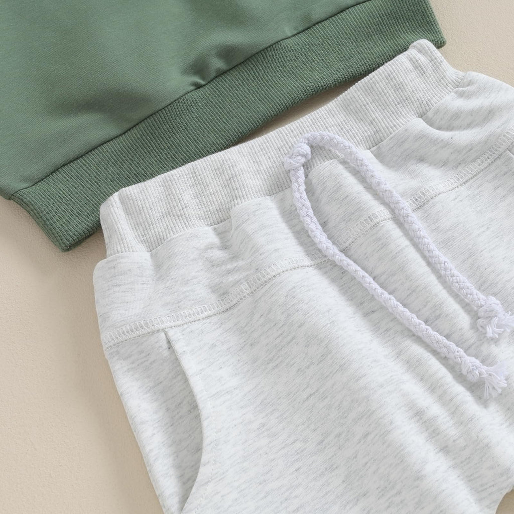 MA&BABY Toddler Baby Boy Clothes Solid Color Sweatshirt Jogger Pants Set