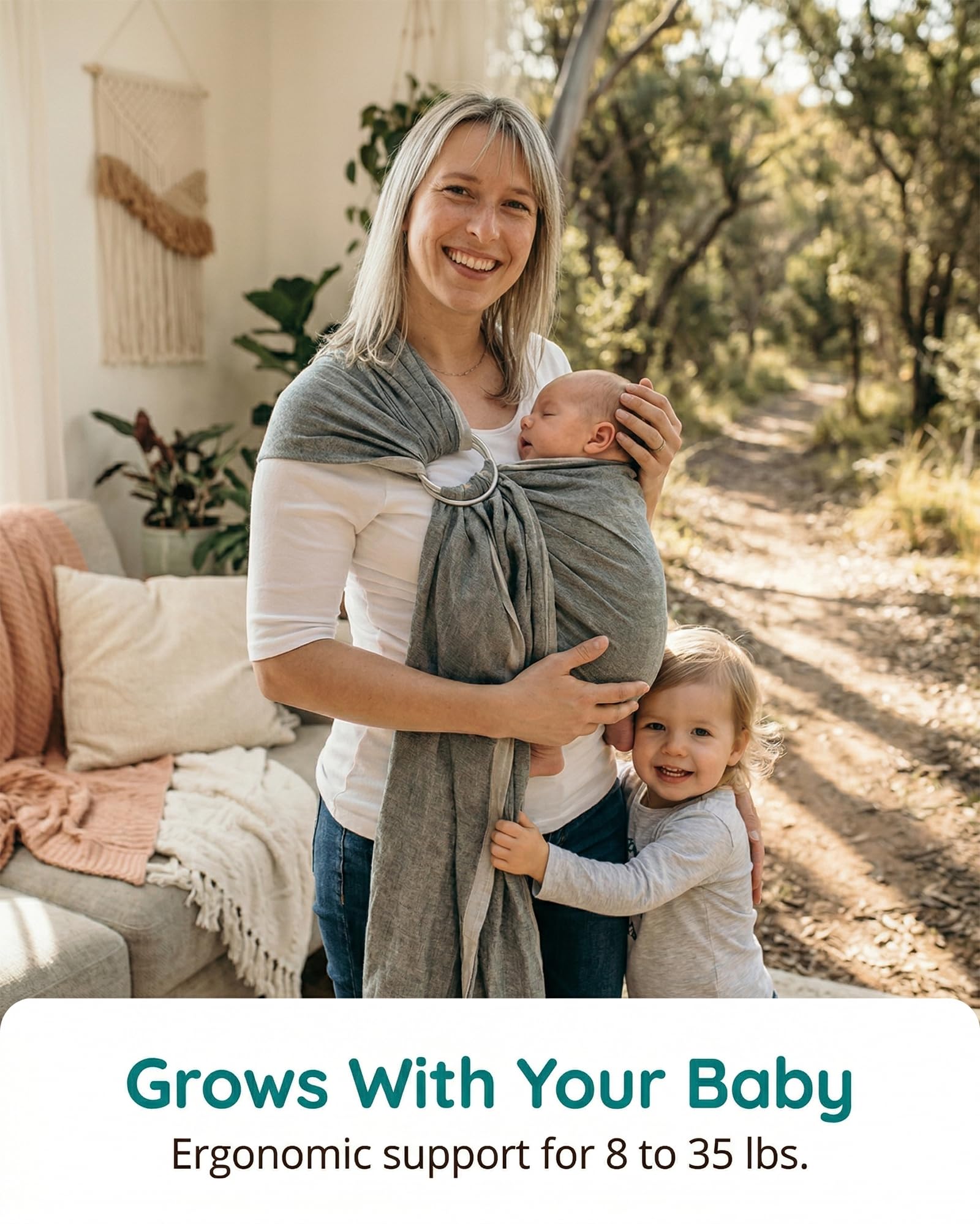 Hip Baby Wrap Ring Sling Carrier for Baby, 8-35 lbs - Midnight