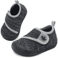 FEETCITY Wide Baby Walking Shoes Barefoot Infant Shoes Baby Sneakers Newborn Crib Shoe Flexible Lightweight Black Grey