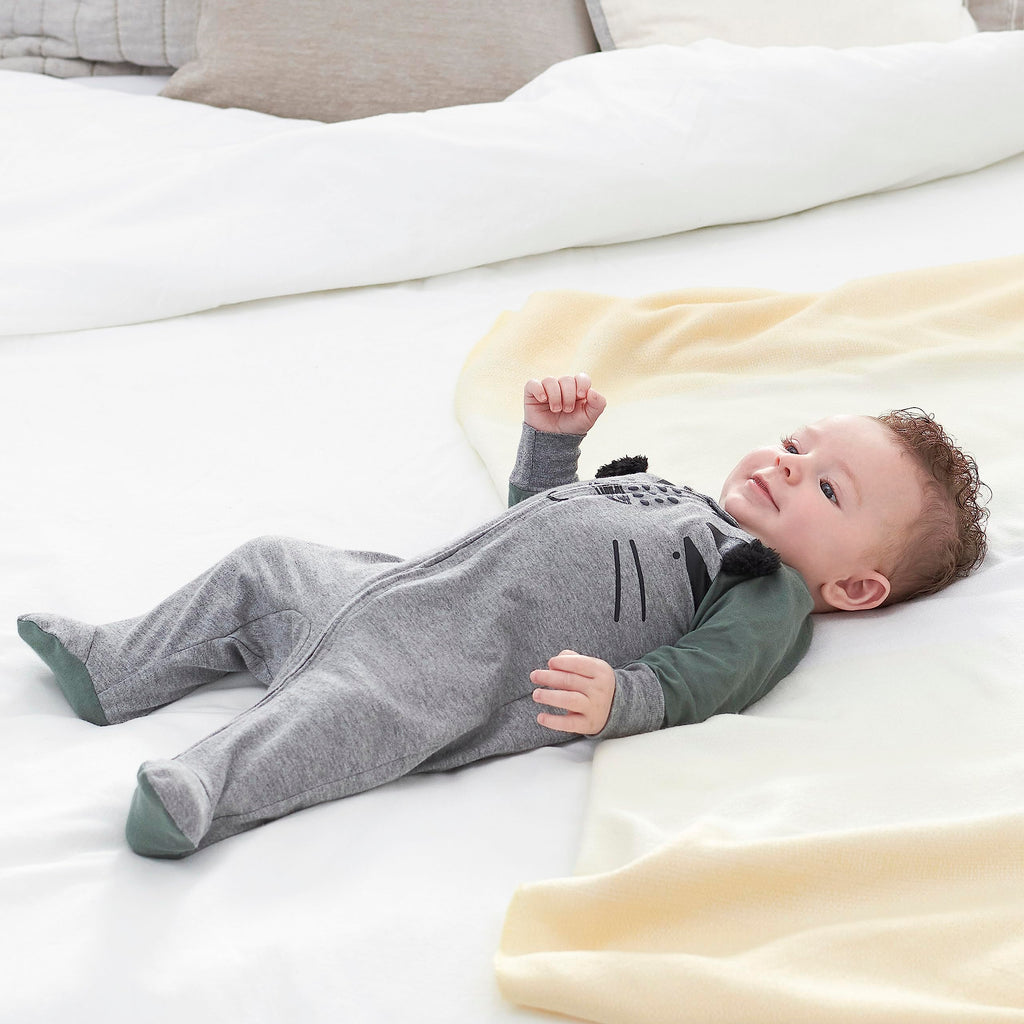 Gerber Baby Boys 4 Pack 'N Play Footie And Toddler Sleepers, Tiger Grey, Newborn US