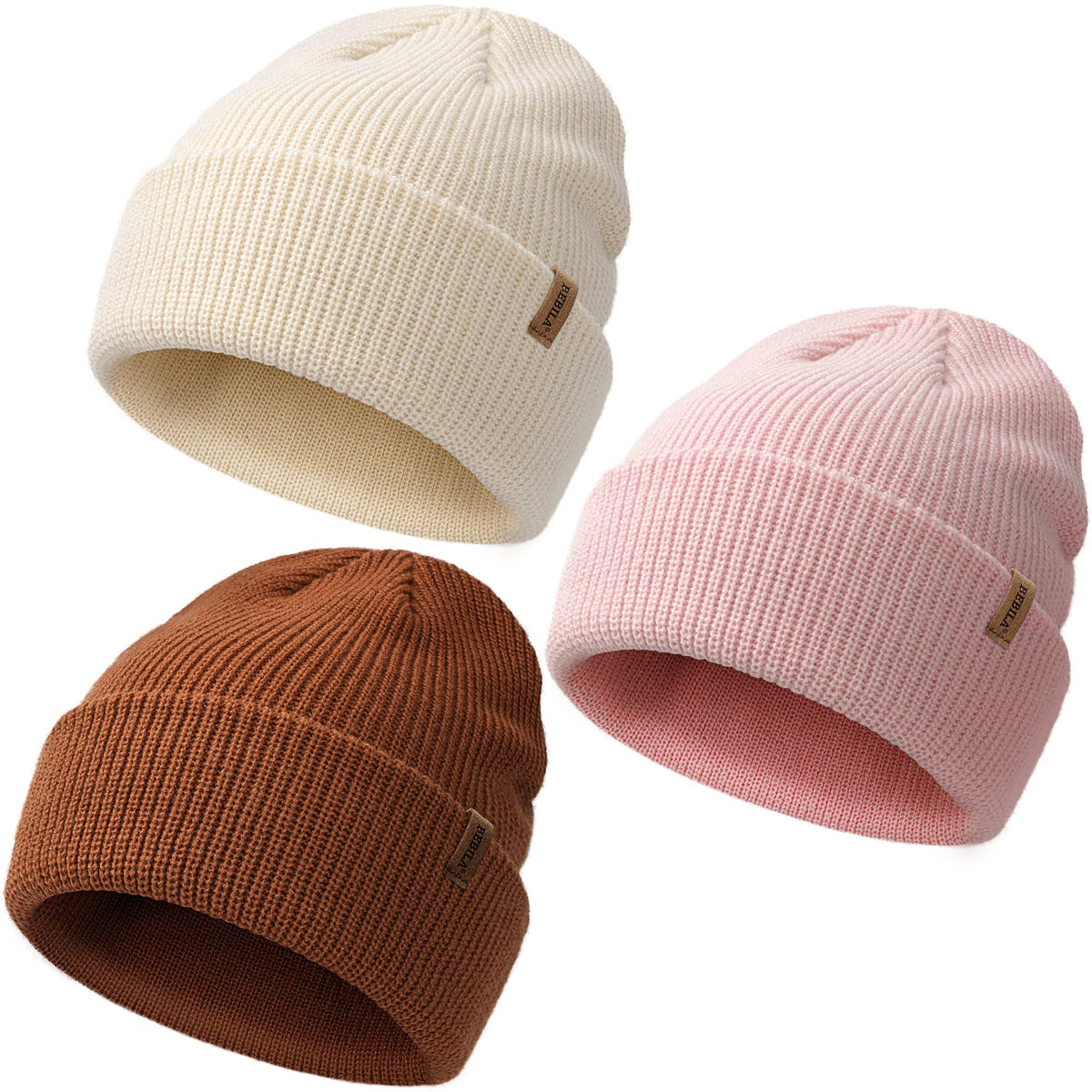 Bebila Baby Beanie Toddler Infant Winter Hats Knit Warm Caps for Boys Girls (US, Age, 6 Months, 36 Months, Grey+Black+Caramel)