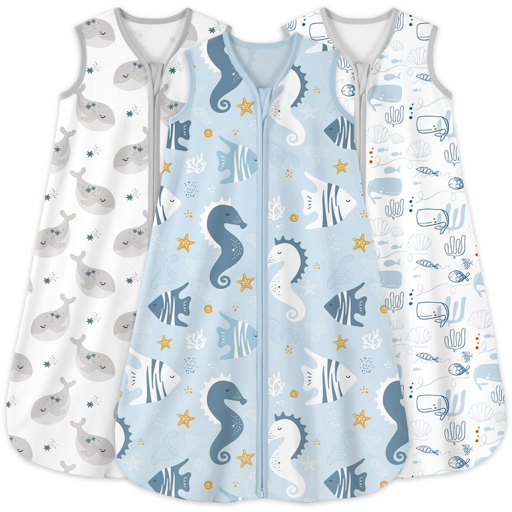 Yoofoss Baby Sleep Sack 0-6 Months 0.5 Tog Wearable Blanket for Baby, 3 Pack 100% Organic Cotton Infant Toddler Sleeping Sack 2-Way Zipper Lightweight Sleep Sack