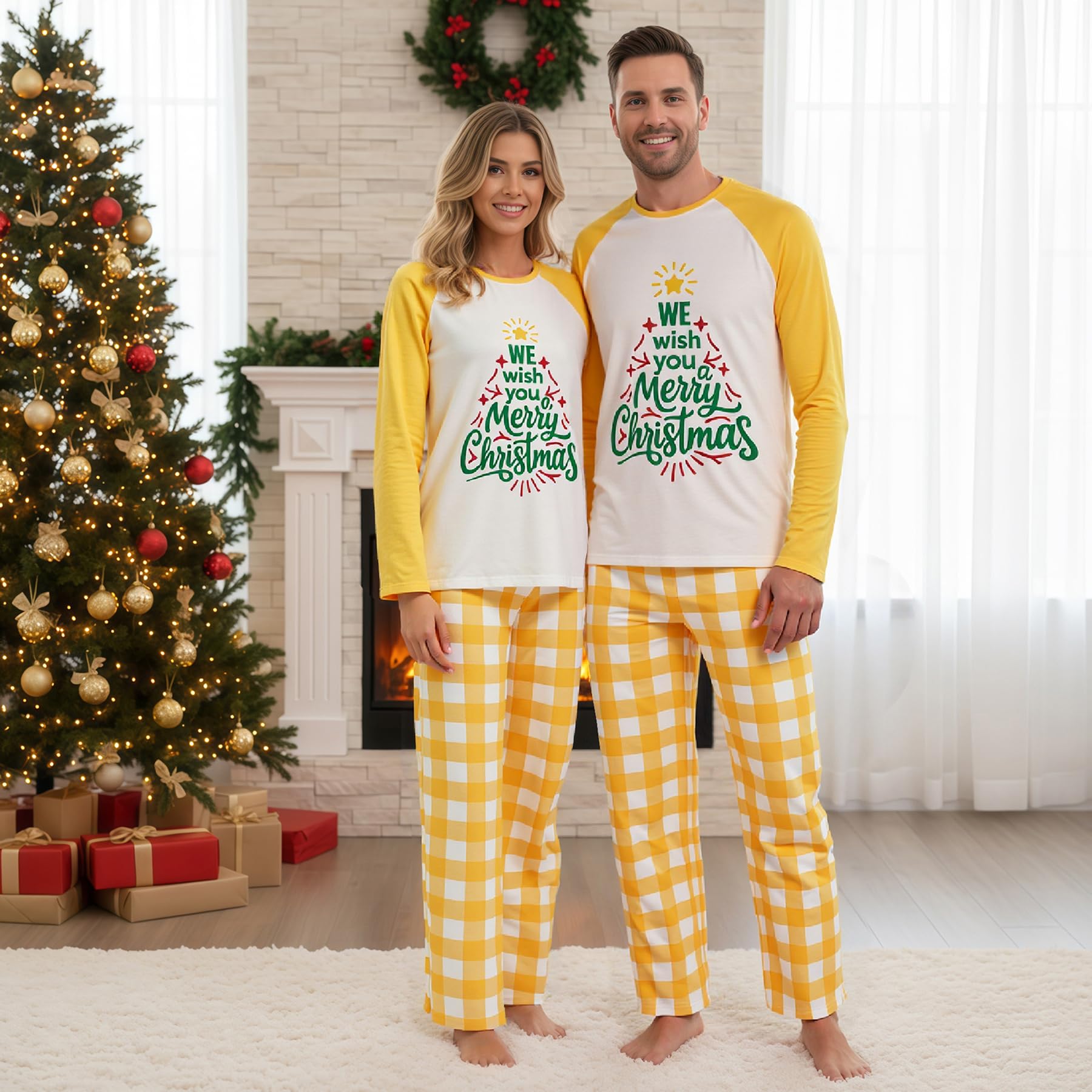 Awoscut Family Christmas Pajamas Matching Pajamas for Family, Xmas PJs Sets Holiday Sleepwear (on-24, Dog, XL)