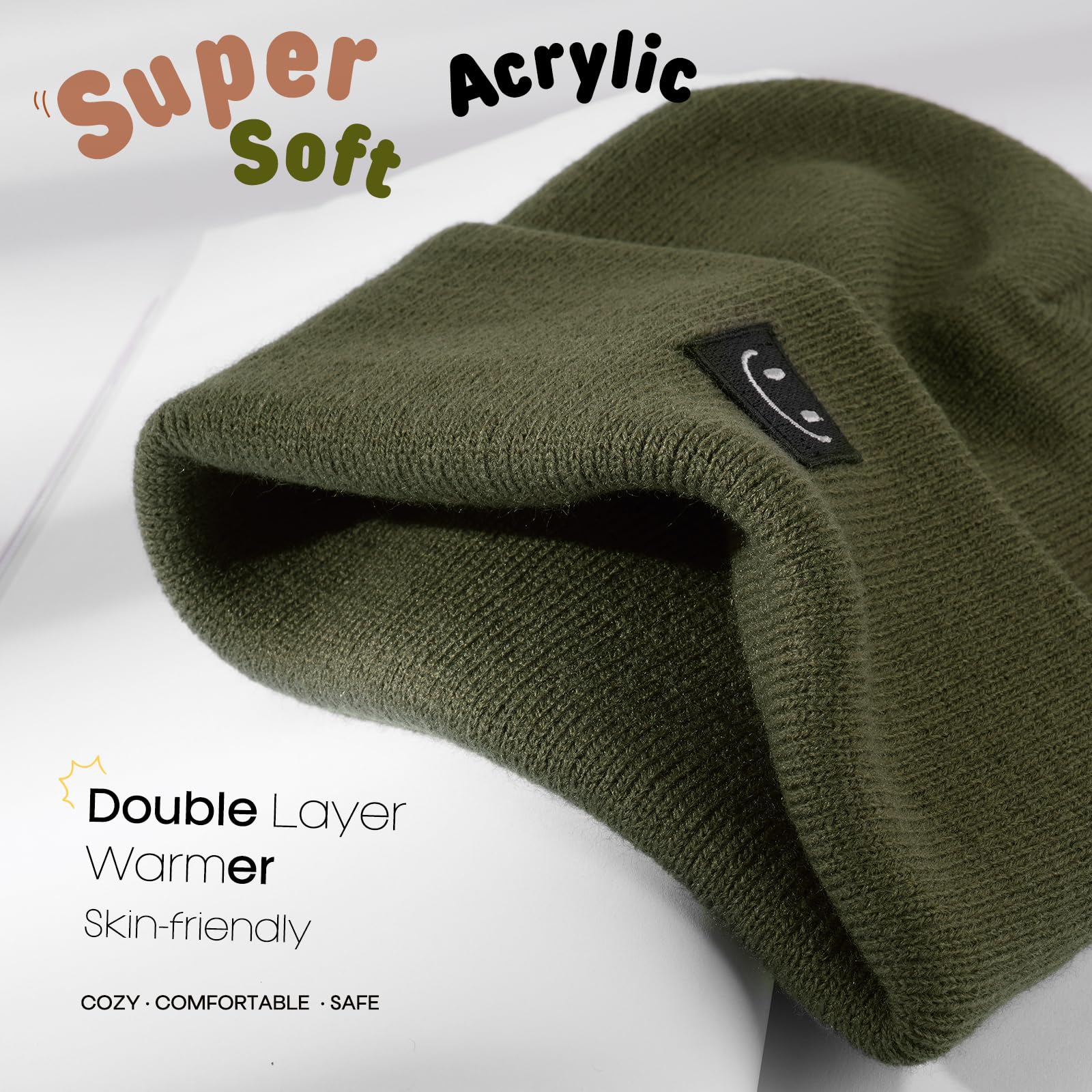 FURTALK Baby Beanie 2 Pack Toddler Winter Hat Embroidered Knit Cap Ages 0-8