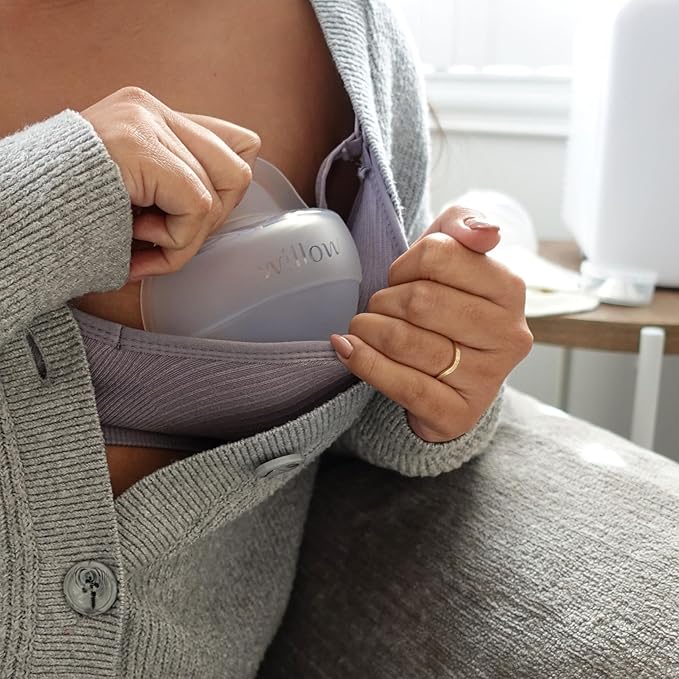 Willow - Silicone Wearable Breast Pump - Passive Suction Milk Collector - Hands Free Manual Breast Pump - Dishwasher Safe - Breastfeeding Essentials - Easy Pour Spout for Milk Storage Bags - BPA Free