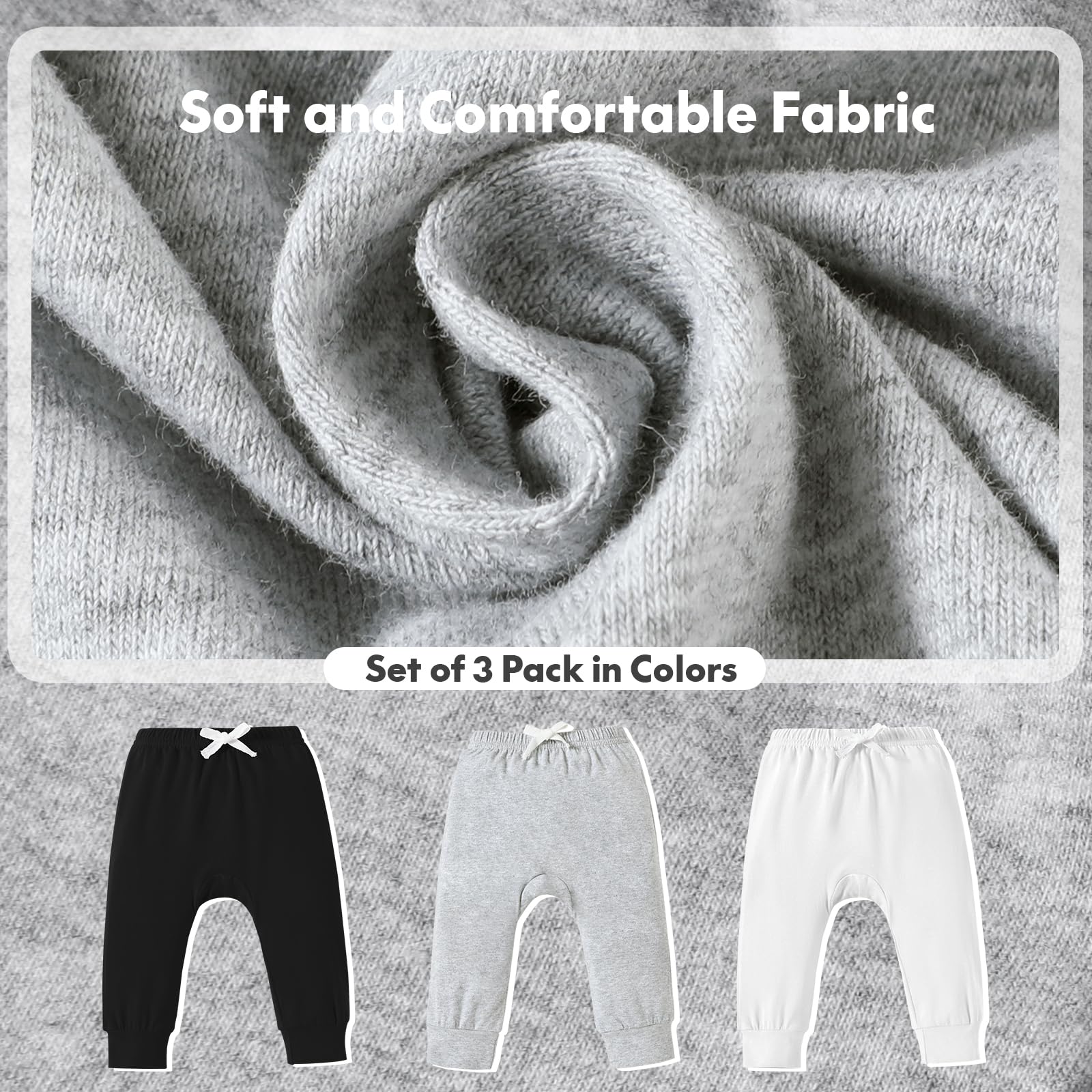 DREAM BUS Pack of 3 Toddler Jogger Pants with Pocket Toddler Boy Sweatpants Baby Boy Pants Infant Newborn Leggings