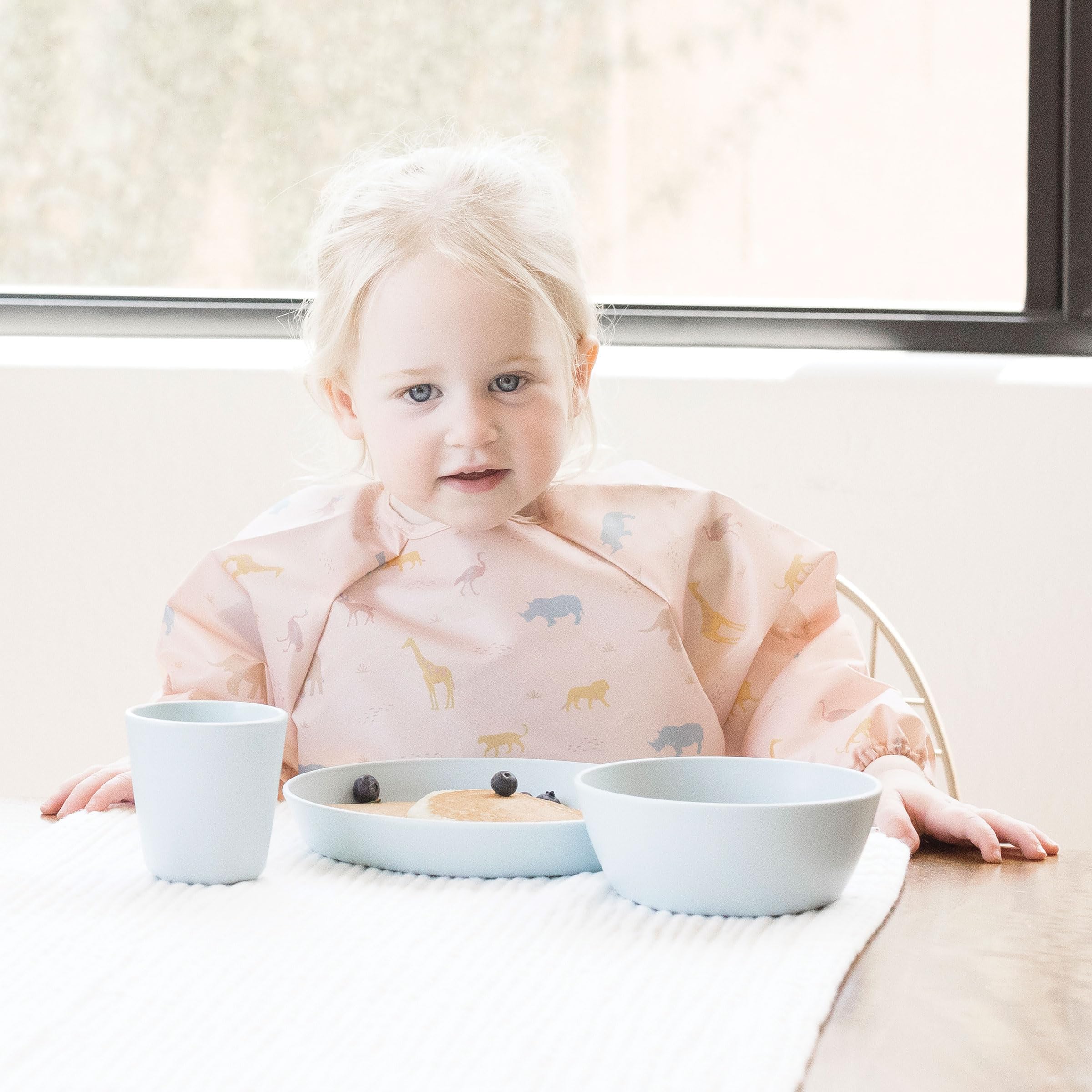 Tiny Twinkle Long Sleeve Bib for Babies & Toddlers | Waterproof Smock Bib for Eating | Machine Washable & Mess-Proof Feeding Essentials | Newborn Shower Gift (Petite Safari, 2-4Y)