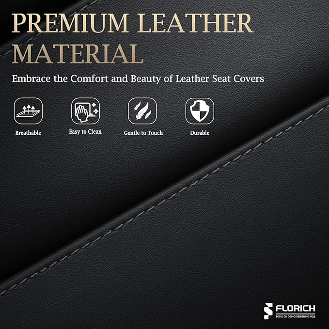 FLORICH Rear Seat Covers Leather Car Seat Covers Waterproof Back Seat Cover Automotive Seat Covers Universal Seat Cushion Protector for Most Cars Trucks SUV-Black&Pink