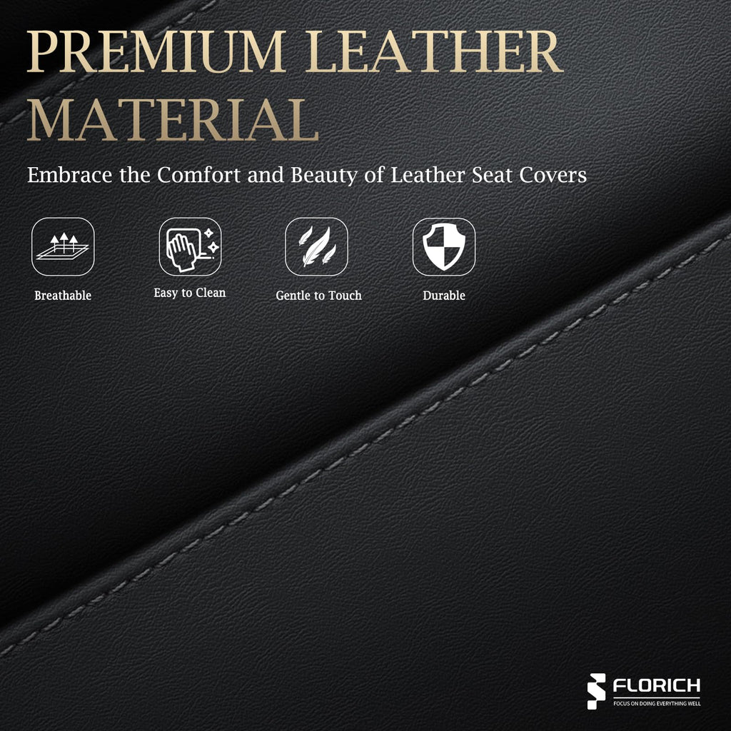 FLORICH Rear Seat Covers Leather Car Seat Covers Waterproof Back Seat Cover Automotive Seat Covers Universal Seat Cushion Protector for Most Cars Trucks SUV-Black&Red Line
