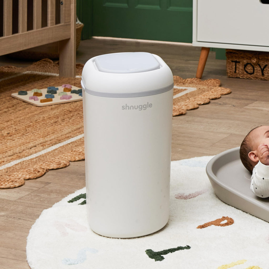 Eco-Touch Baby Nappy Diaper Bin - Odor Lock Airlock, No Costly Refills, 10L Capacity, Recyclable, Use Any Bag - White Nursery Diaper Pail
