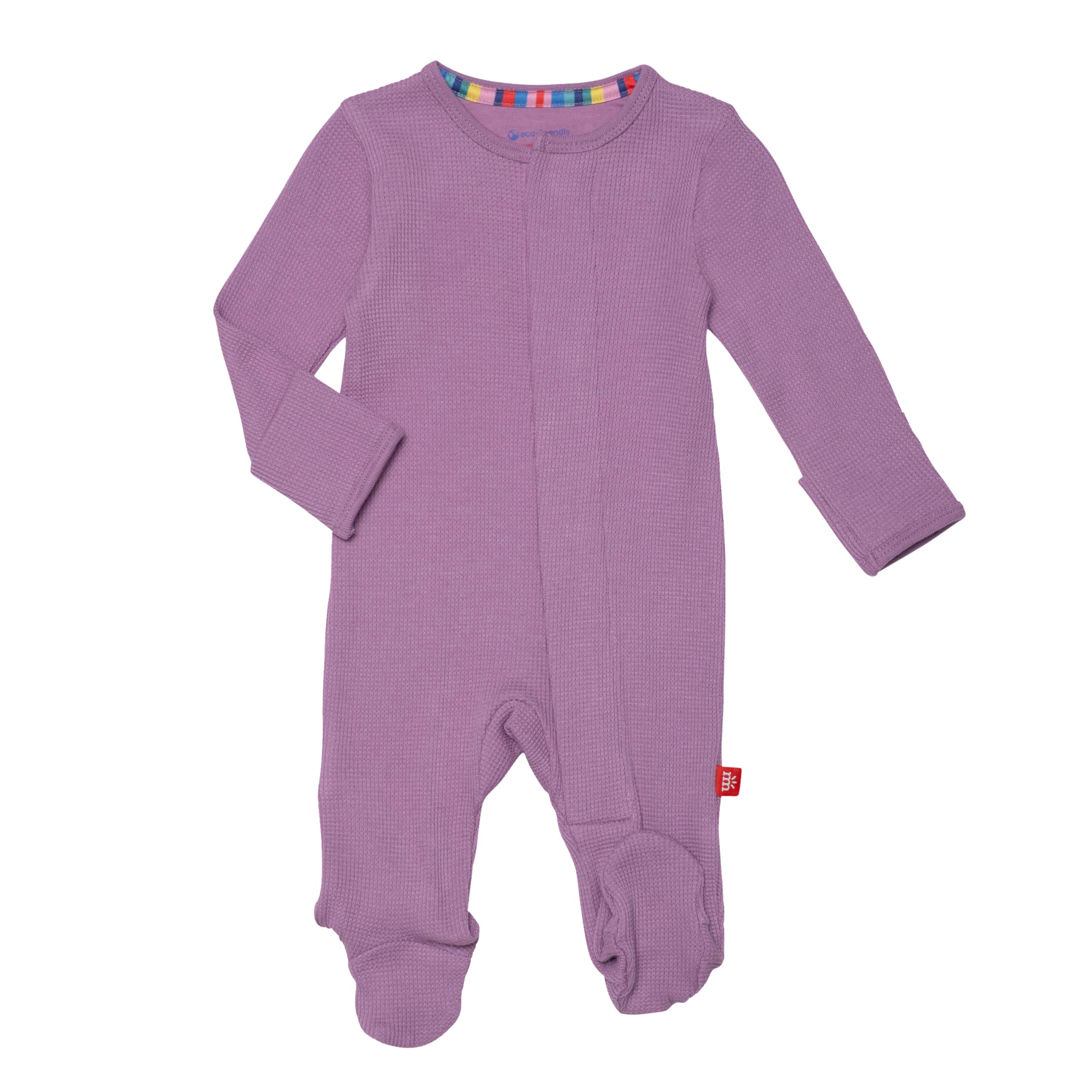 Magnetic Me Girls Modal Magnetic Baby Footie Pajamas | Silky Soft Modal Fabric | Pink Ribbon Waffle | 6-9 Months