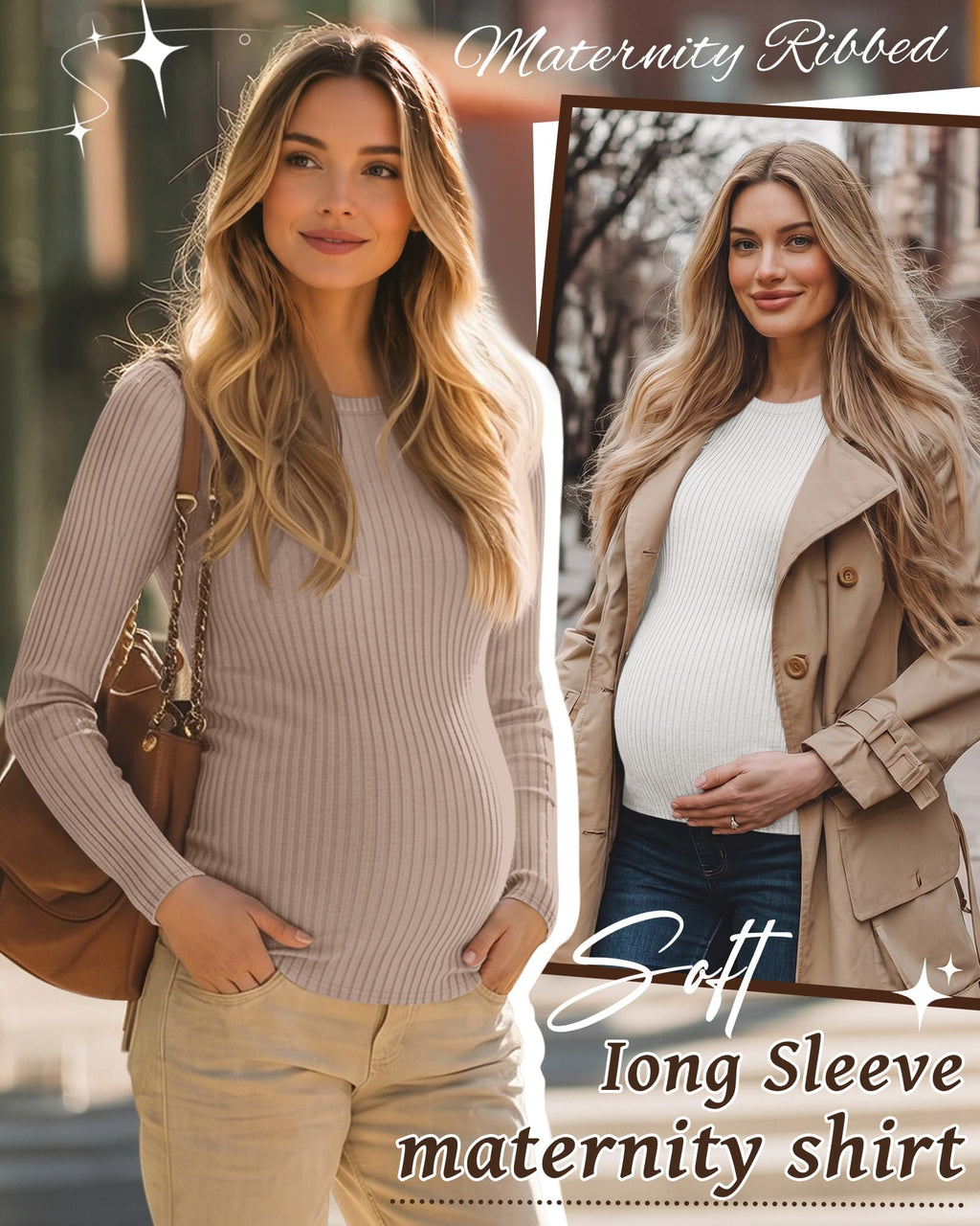Riyiper 3 Pack Womens Maternity Shirts, 3-Color, Medium